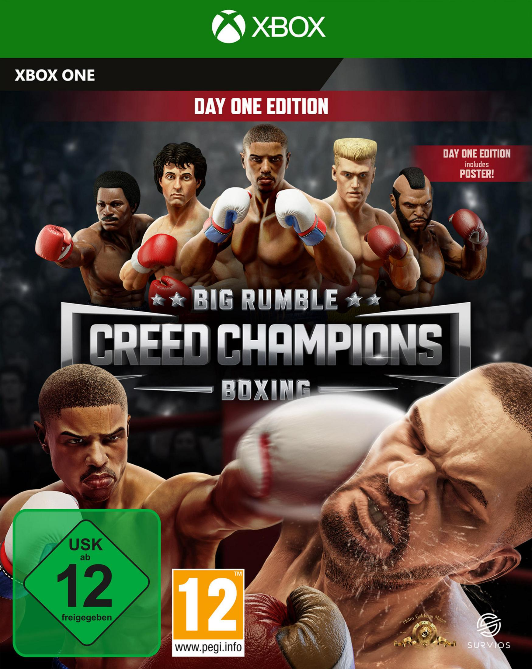 Copertina del gioco 'Big Rumble Creed Champions' su Xbox One, con pugili e il titolo del gioco.