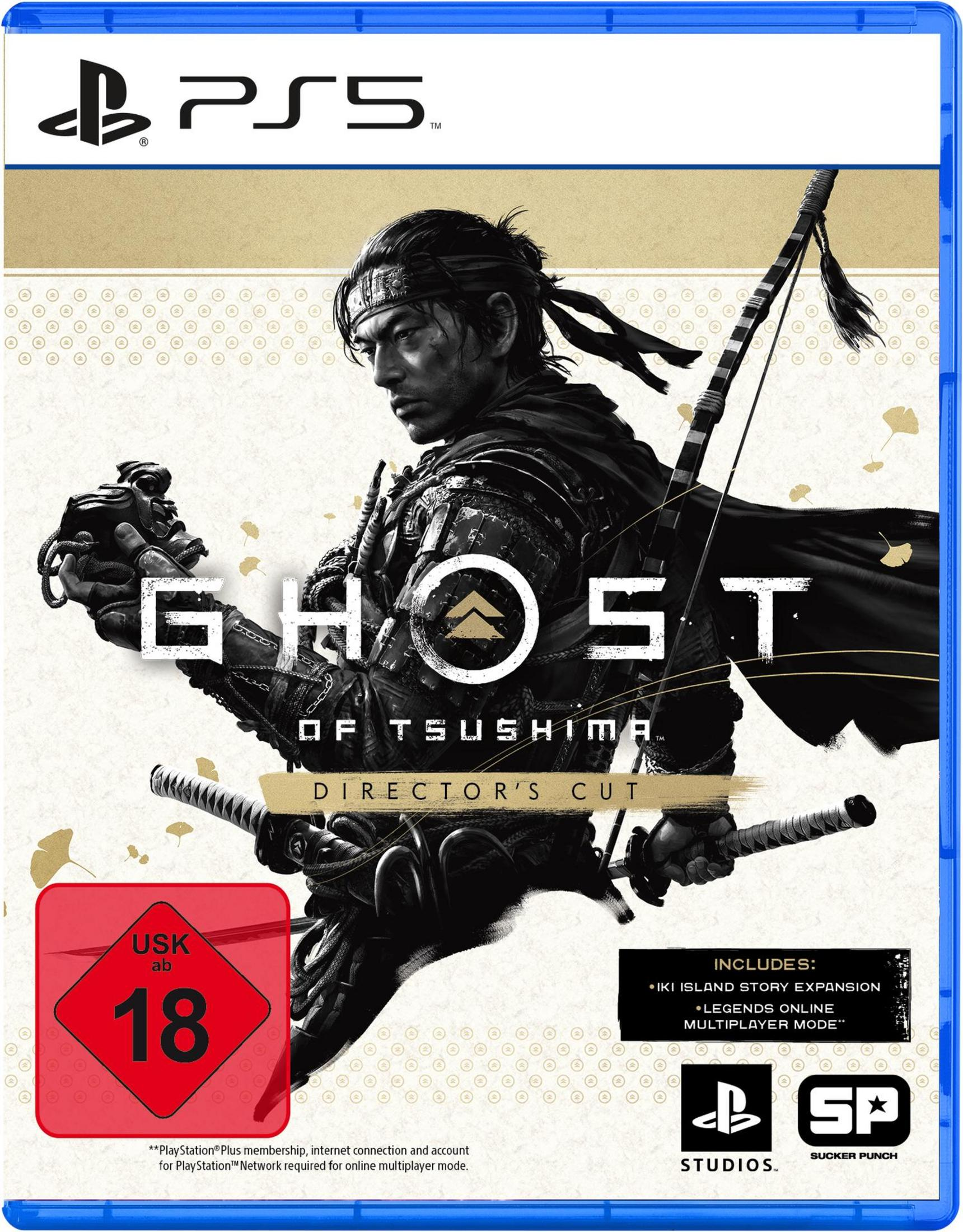 Okładka PS5 Ghost of Tsushima Director's Cut z wojownikiem samurajskim i łukami.