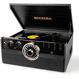 Tocadiscos de Vinilo  - Vanguard Rockolla, Vinilo LP, Radio FM, Casete, CD, MP3 USB y Tarjetas SD, AUX-OUT, Grabadora, 33 o 45 RPM, Negro