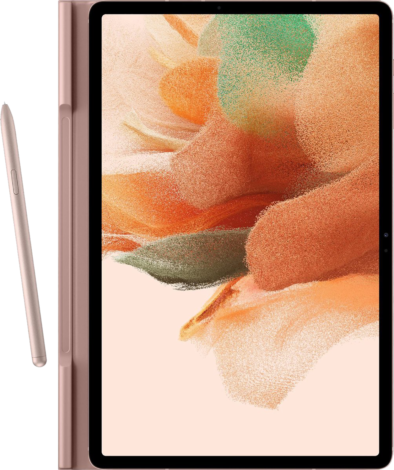 Tablet con stilo, color oro rosa, vista angolata.