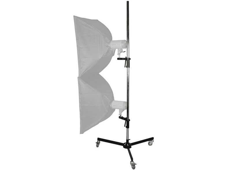 WALIMEX pro Roll-Stativ, 223cm, mit 2 Klemmhaltern Rollstativ, schwarz ...