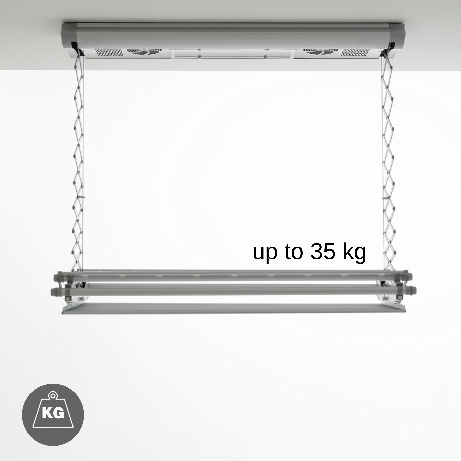 Stendibiancheria a soffitto con una capacità di 35 kg.