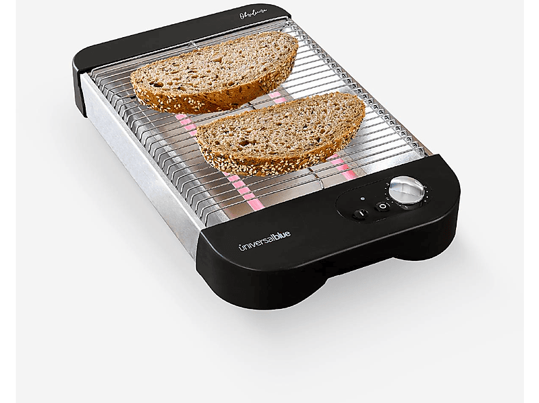 Avant - Tostador Horizontal Plano 600W. Termostato con indicador LED. para  Todo Tipo de Pan. Acero Inoxidable y con Bandeja recogemigas. Negro.