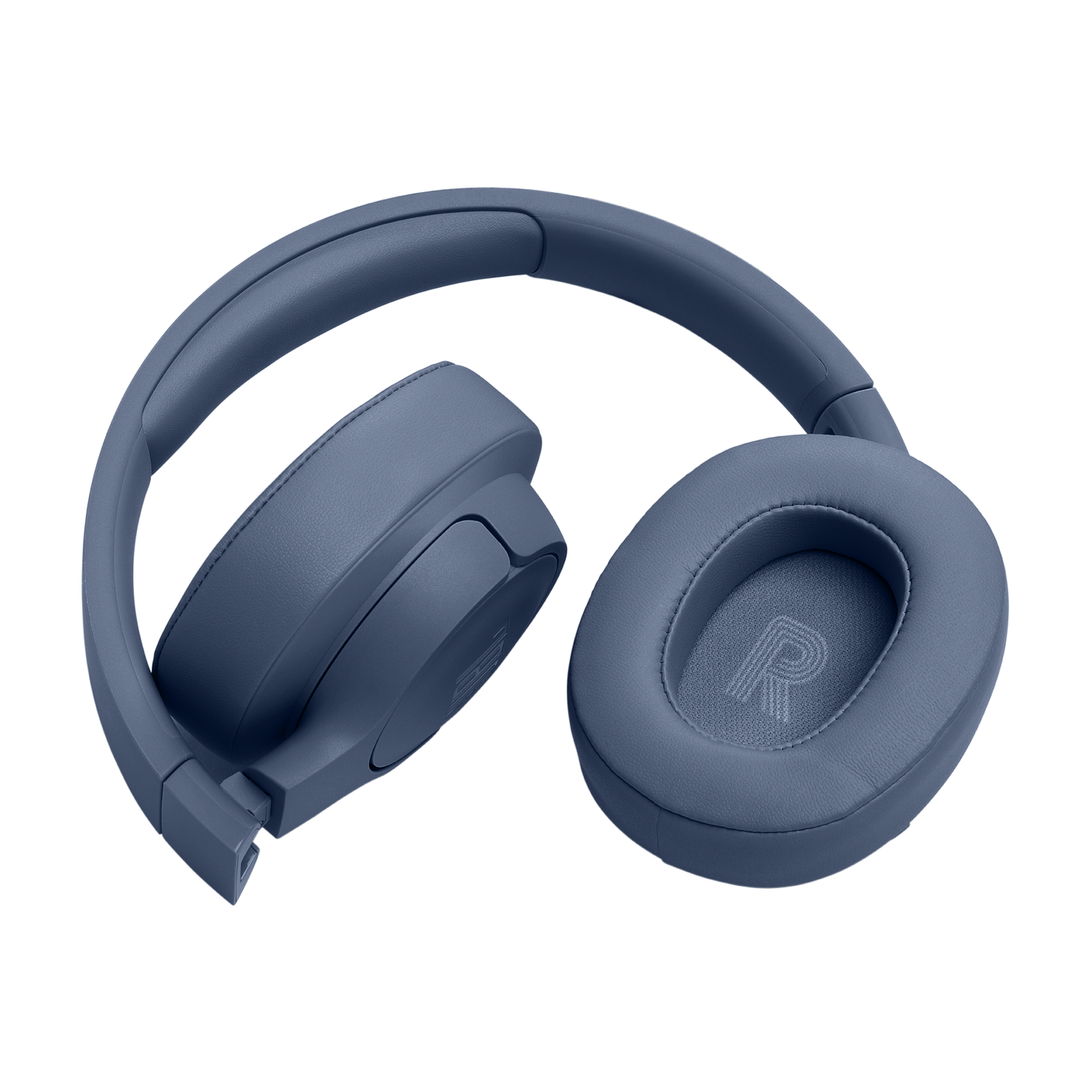 Auriculares azules. Un par de auriculares azules, aislados sobre fondo negro.