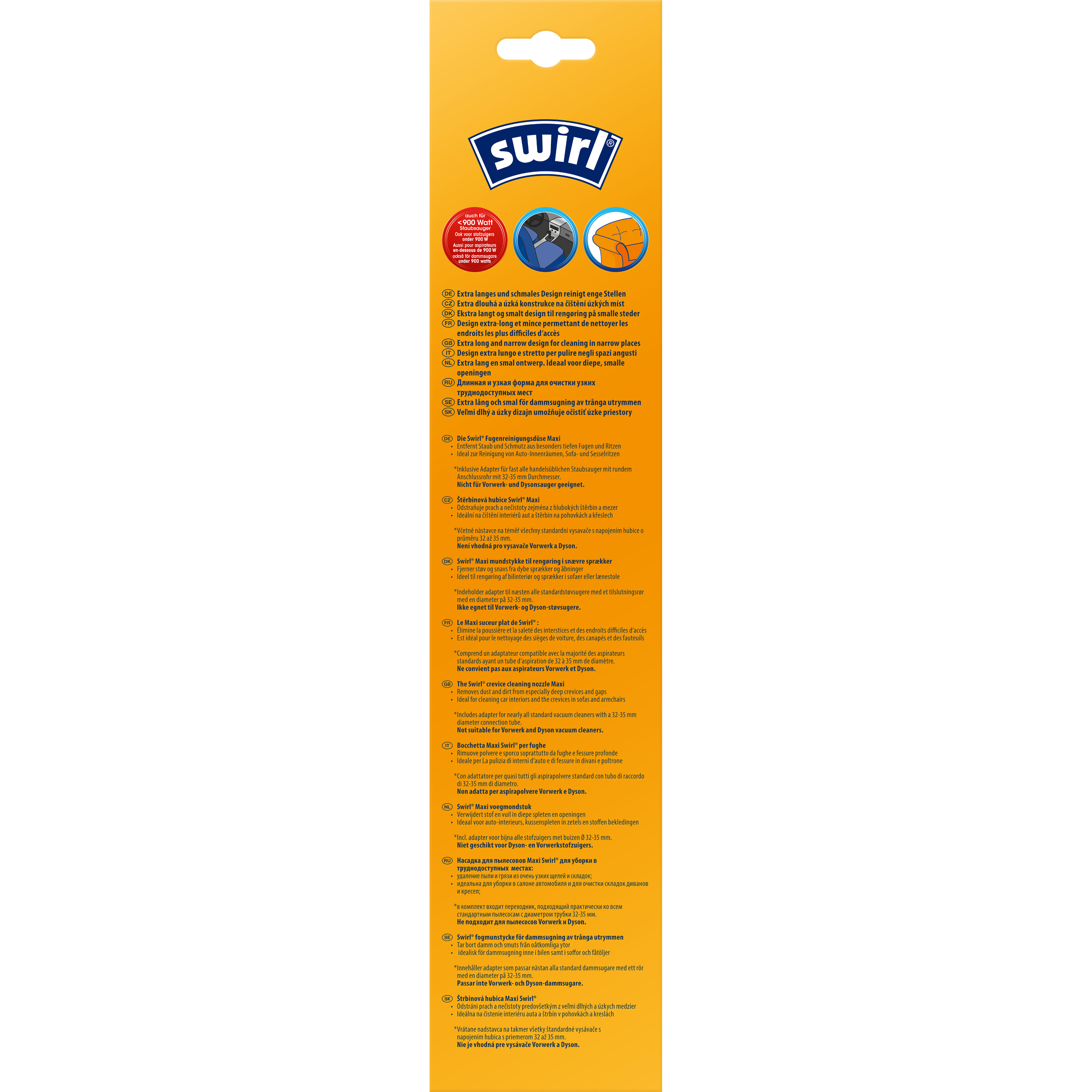 Produktverpackung mit Text und Illustrationen. Verschiedene Sprachen werden auf der Verpackung verwendet.