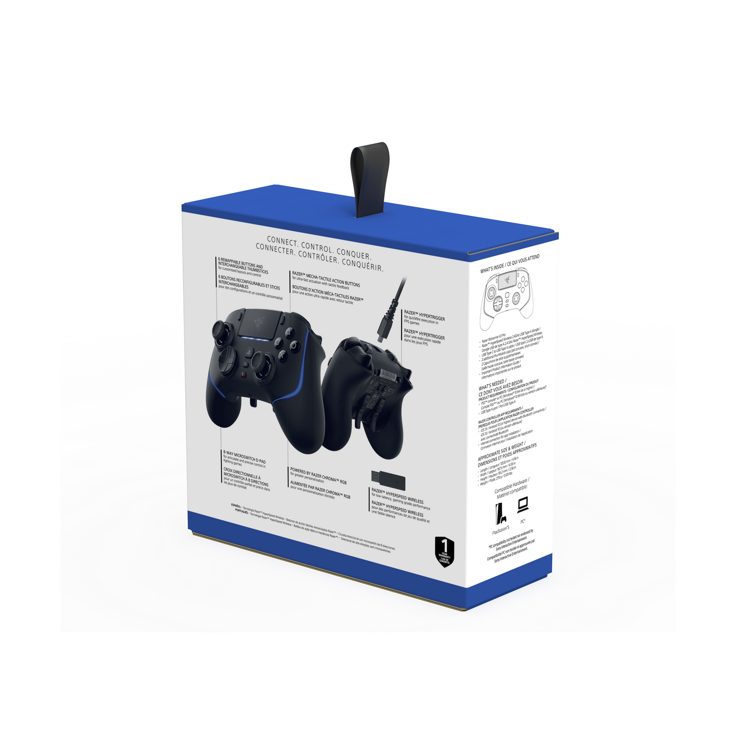 Pudełko z kontrolerem Razer, z tekstem