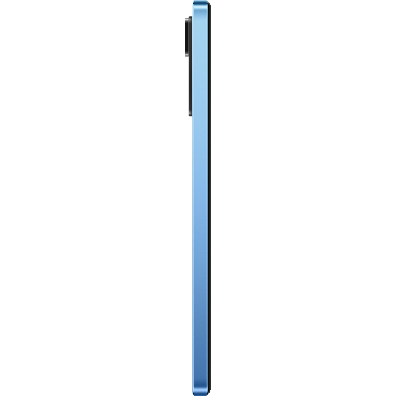 Widok z boku niebieskiego telefonu.