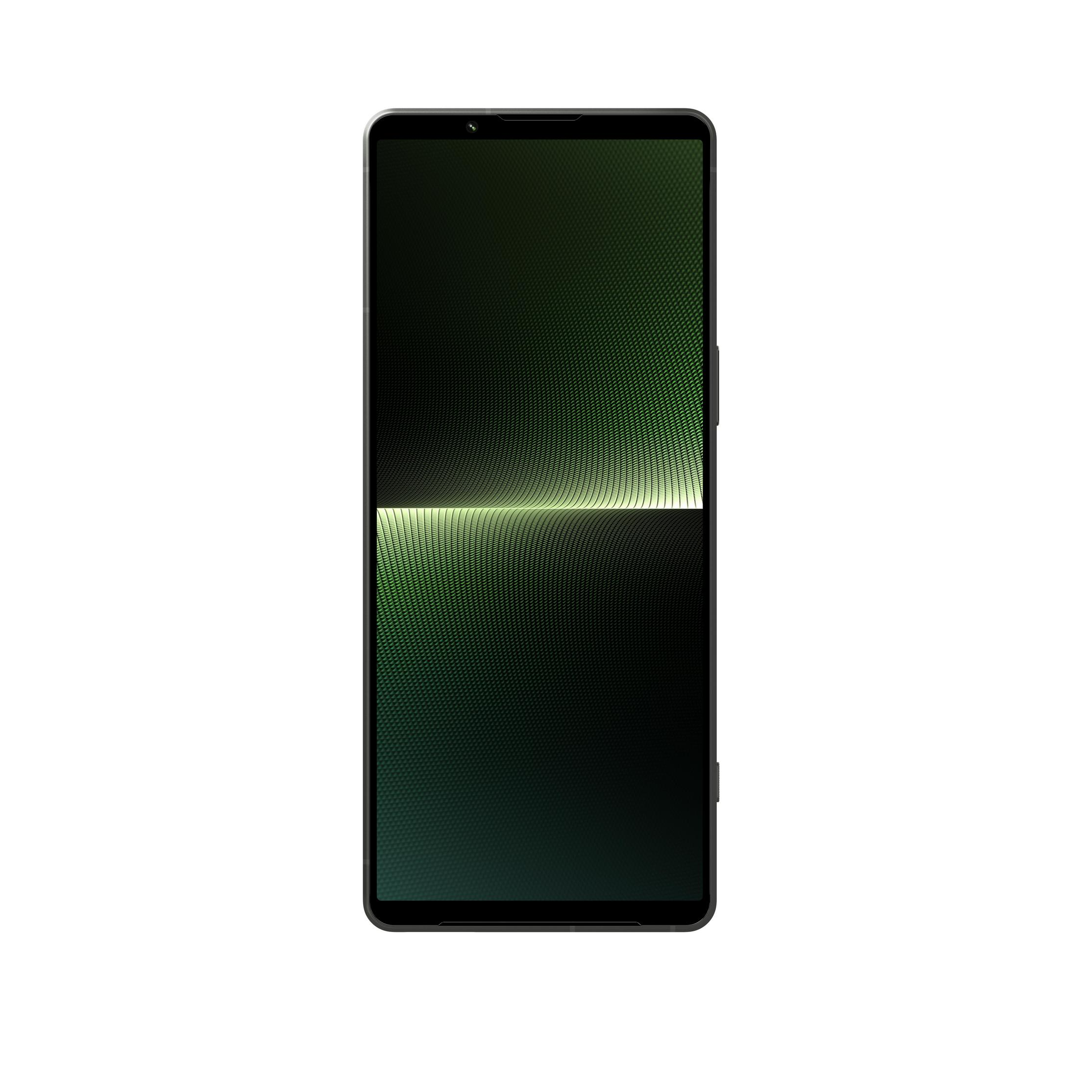 Smartphone-Bildschirm ist an, zeigt ein grünes und schwarzes Muster.
