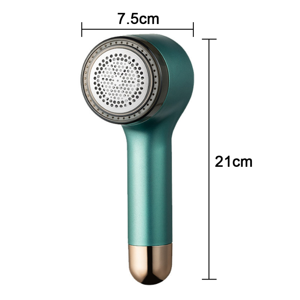 Ein türkisfarbener Stoffrasierer mit den Maßen: 7,5 cm breit, 21 cm hoch.
