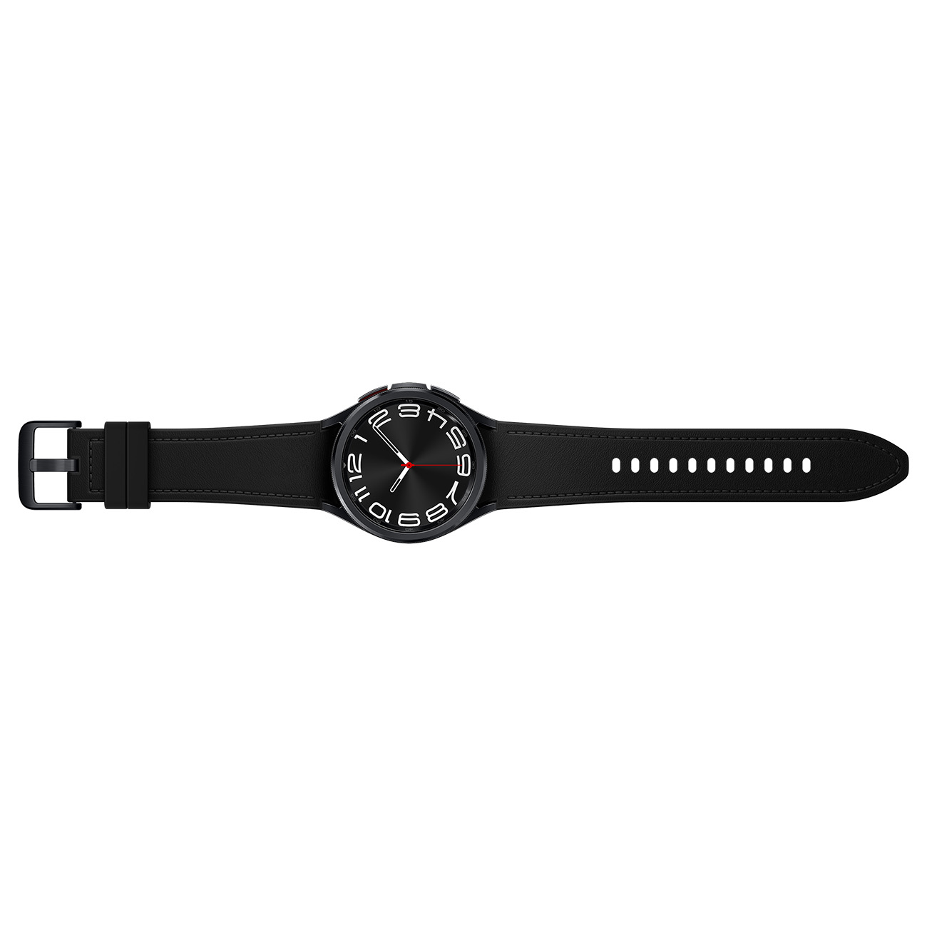 Un orologio Swatch nero con cinturino nero e numeri bianchi sul quadrante.
