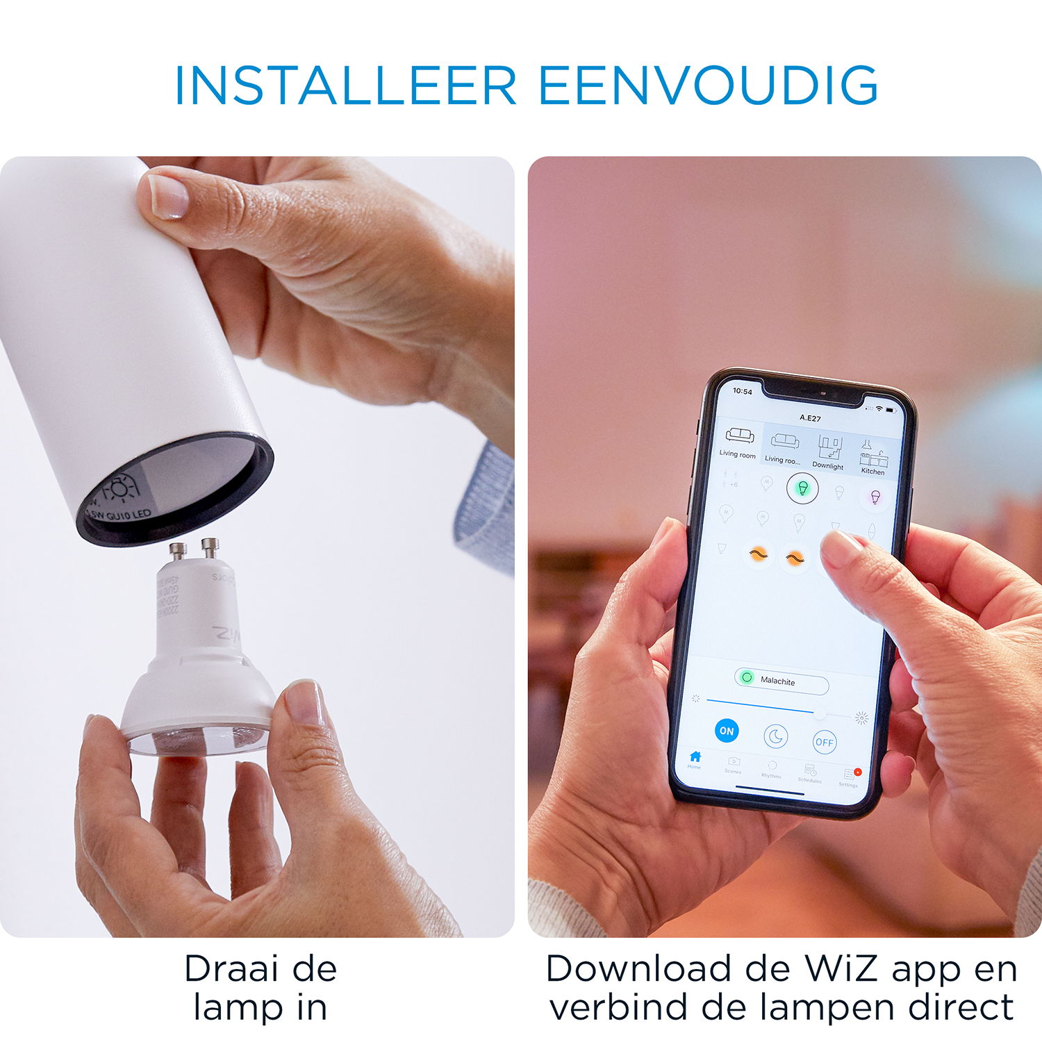 Installazione di una lampadina in una lampada e controllo della lampada con un'app per smartphone.