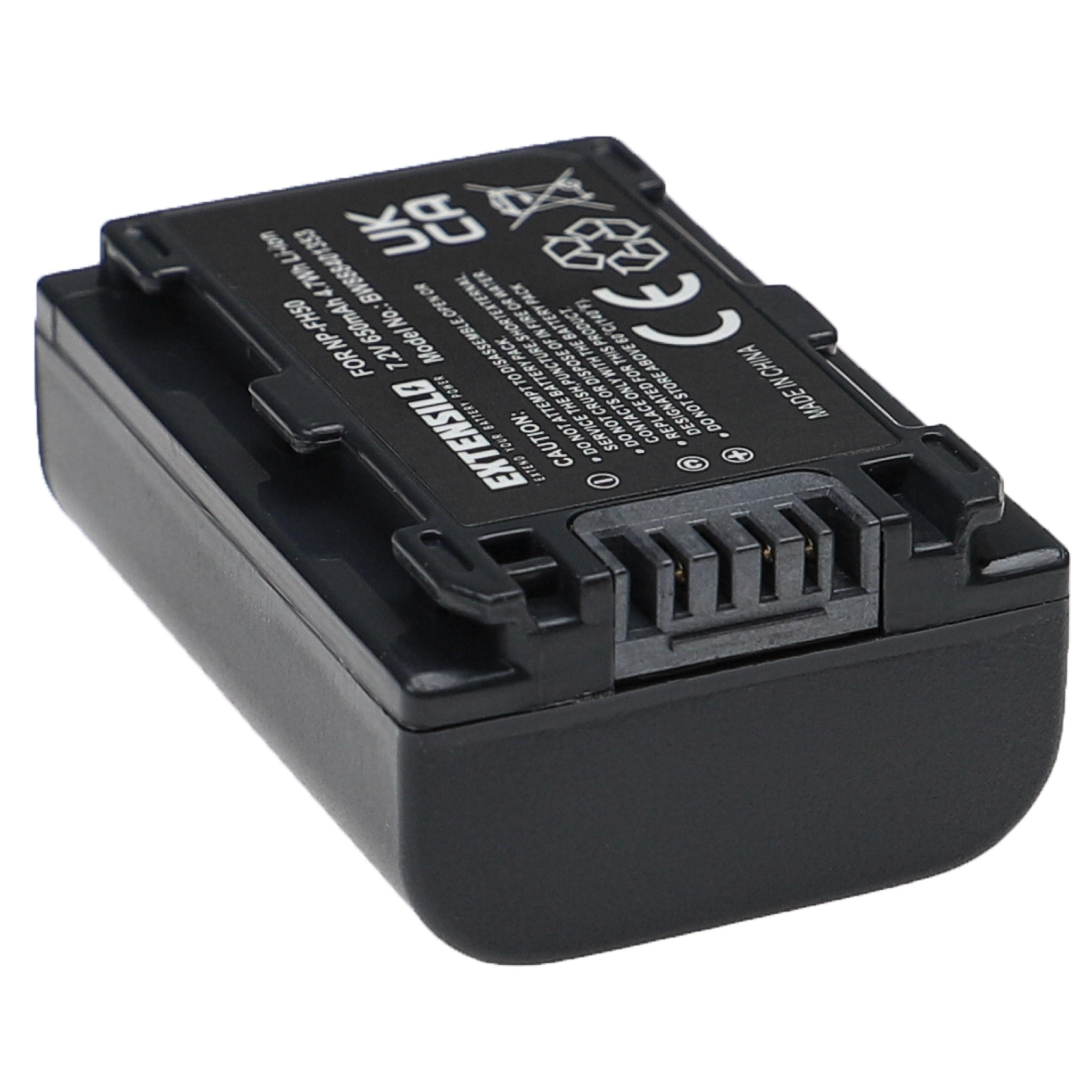 Schwarzer rechteckiger Akku mit Stecker.