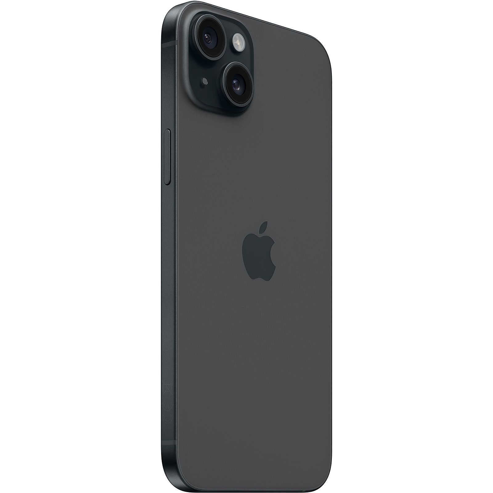 Un iPhone grigio scuro con doppia fotocamera e logo Apple su sfondo bianco.