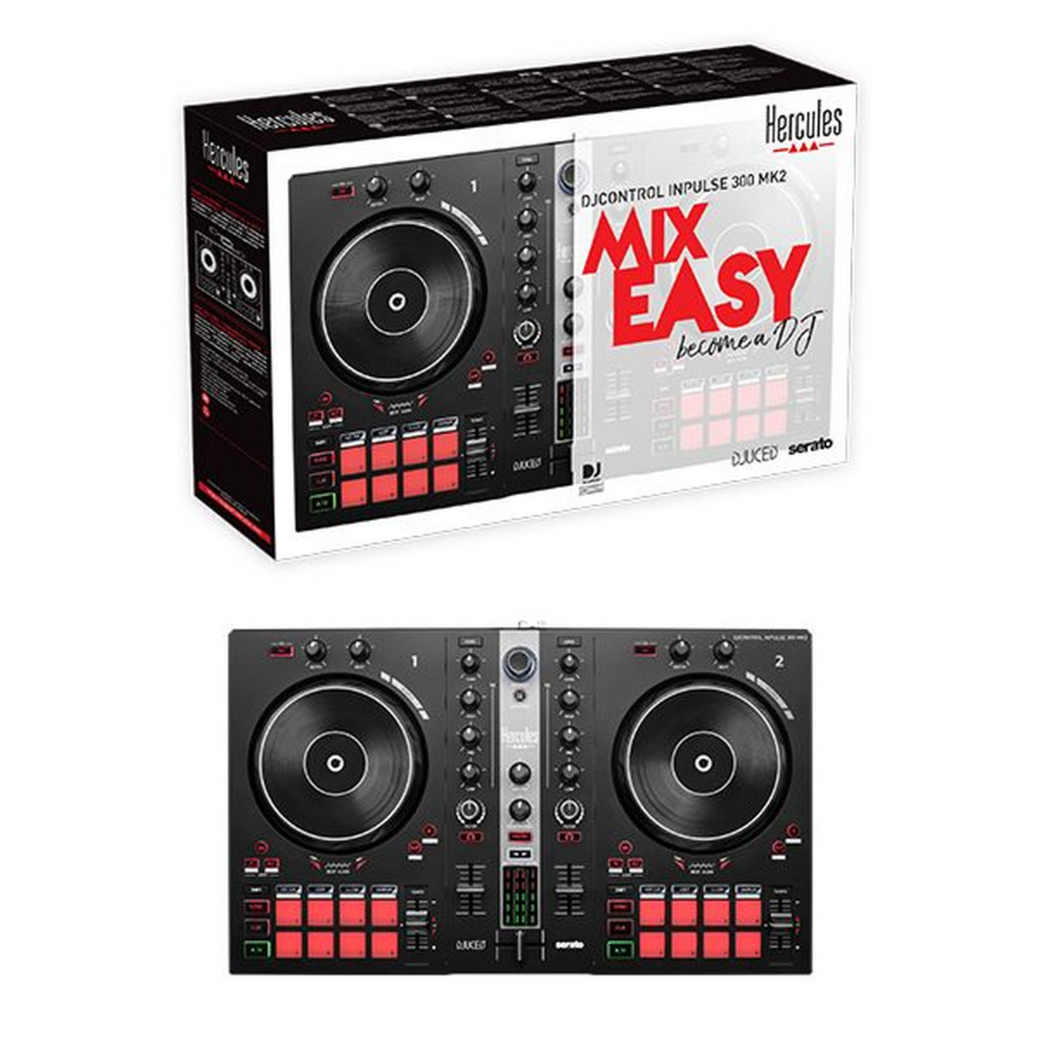 HERCULES INPULSE 300 MK2 Contrôleurs DJ Noir, Rouge