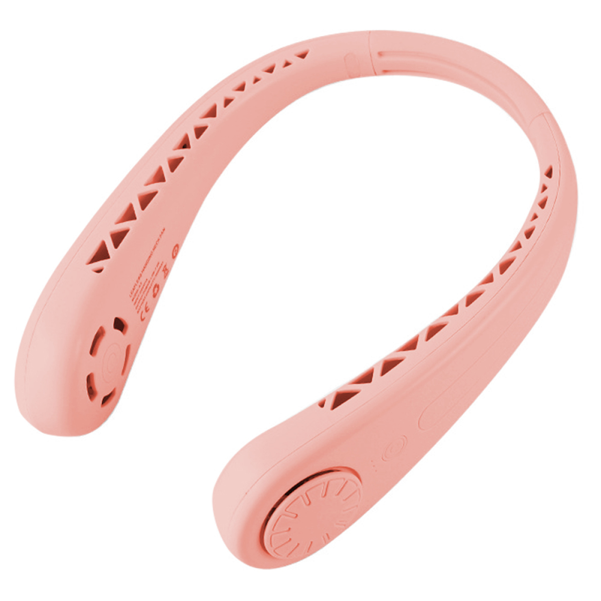 Pinker Nackenventilator mit Ein-Knopf und Luftschlitzen.