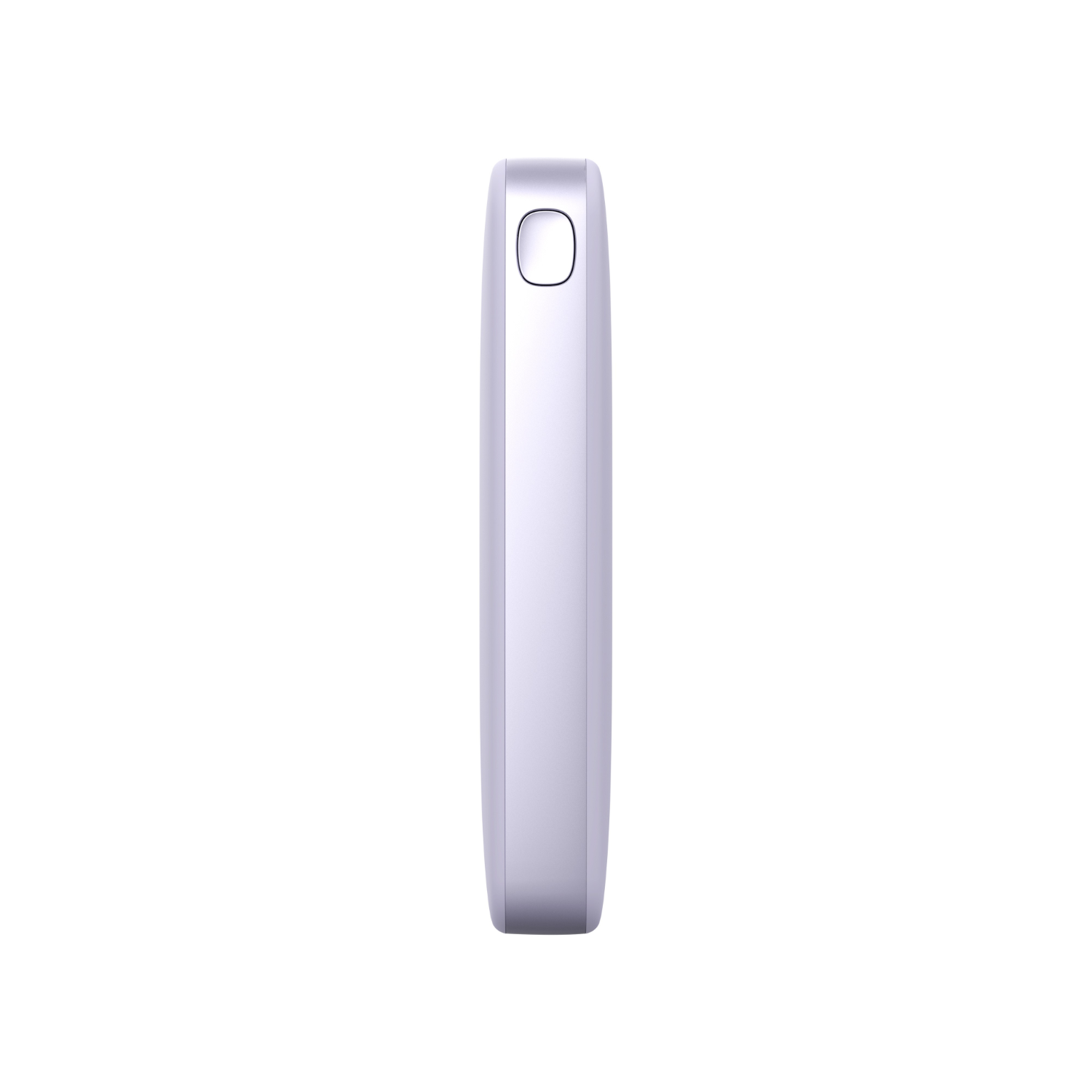 Ein kleines, glattes, silbernes Gerät mit einem einzigen Knopf.