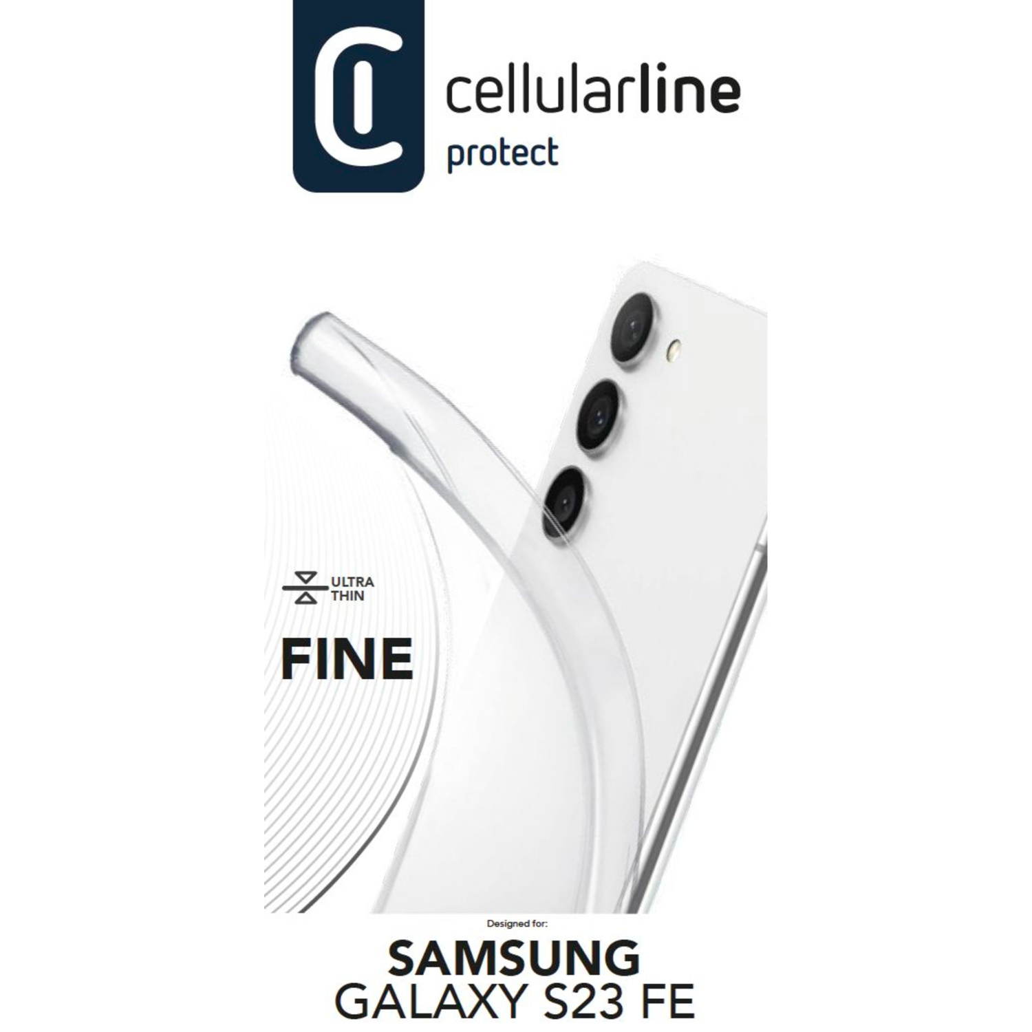 Transparente Handyhülle mit Logo, für Samsung Galaxy S23 FE.