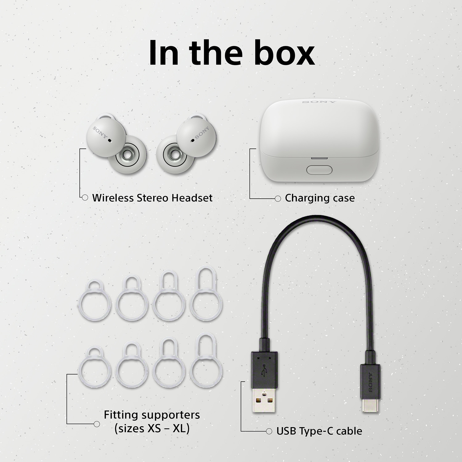 En la caja: auriculares inalámbricos, estuche de carga, adaptadores y cable USB.