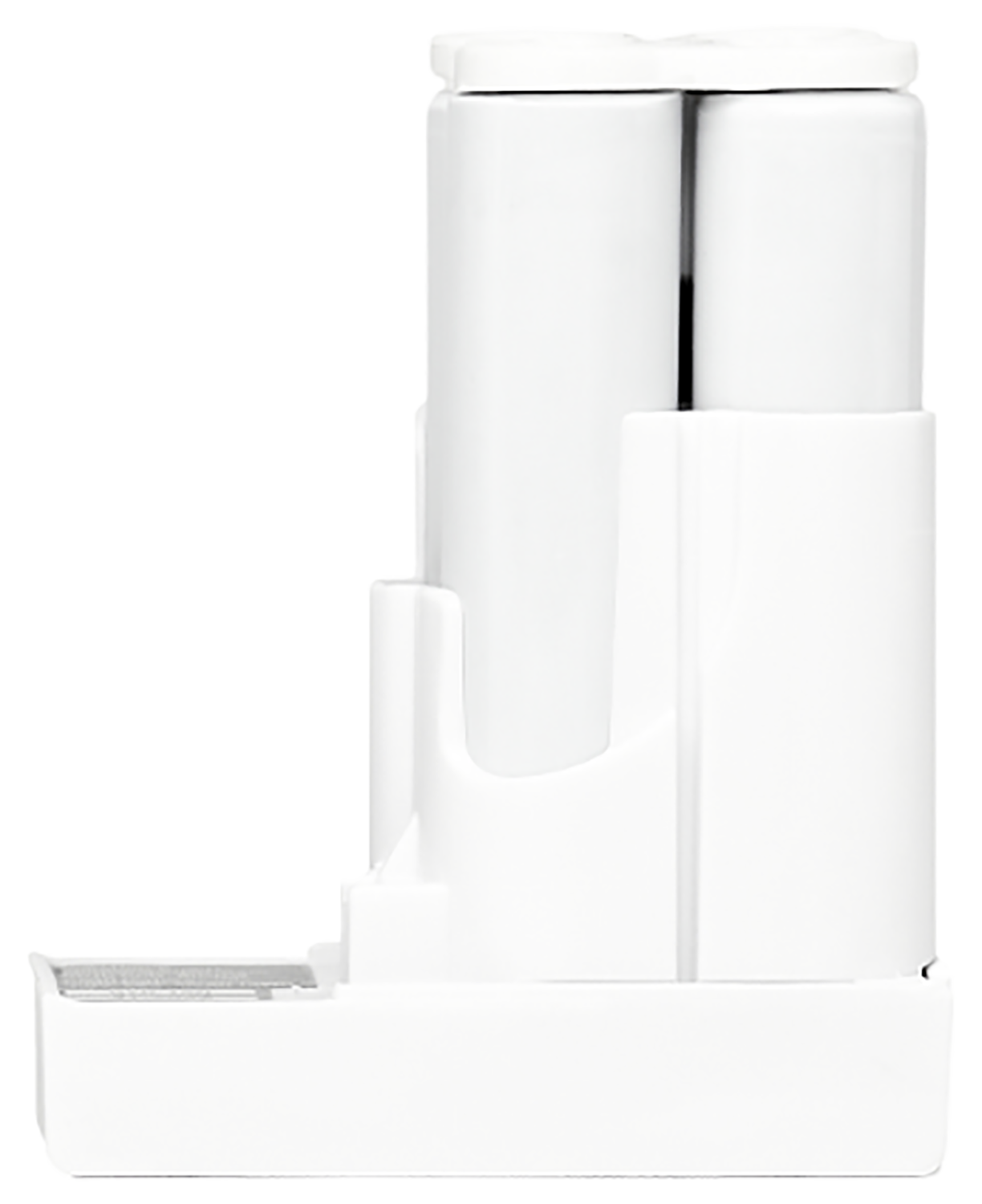 Biały filtr do wody dla zwierząt domowych, przeznaczony do przechowywania wody. Design jest czysty i prosty.