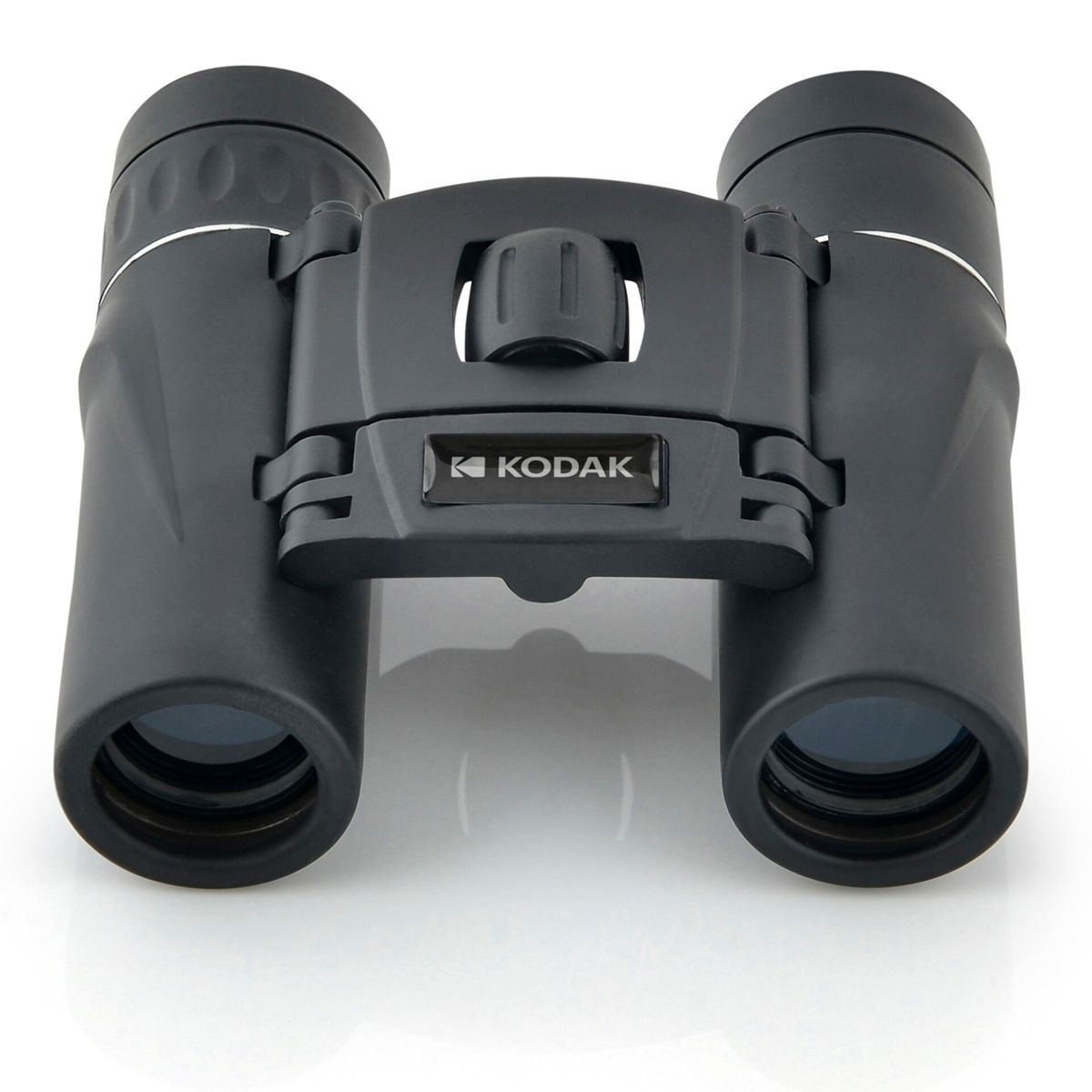 Binocolo nero con logo KODAK. Il binocolo ha due lenti e una ghiera di messa a fuoco centrale.