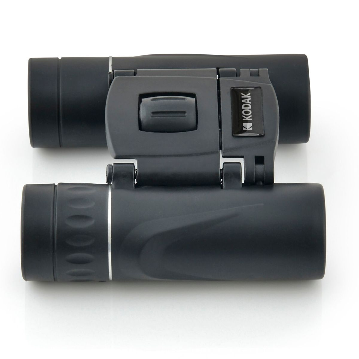 Binocolo nero su sfondo bianco. Logo Kodak sulla cerniera centrale.