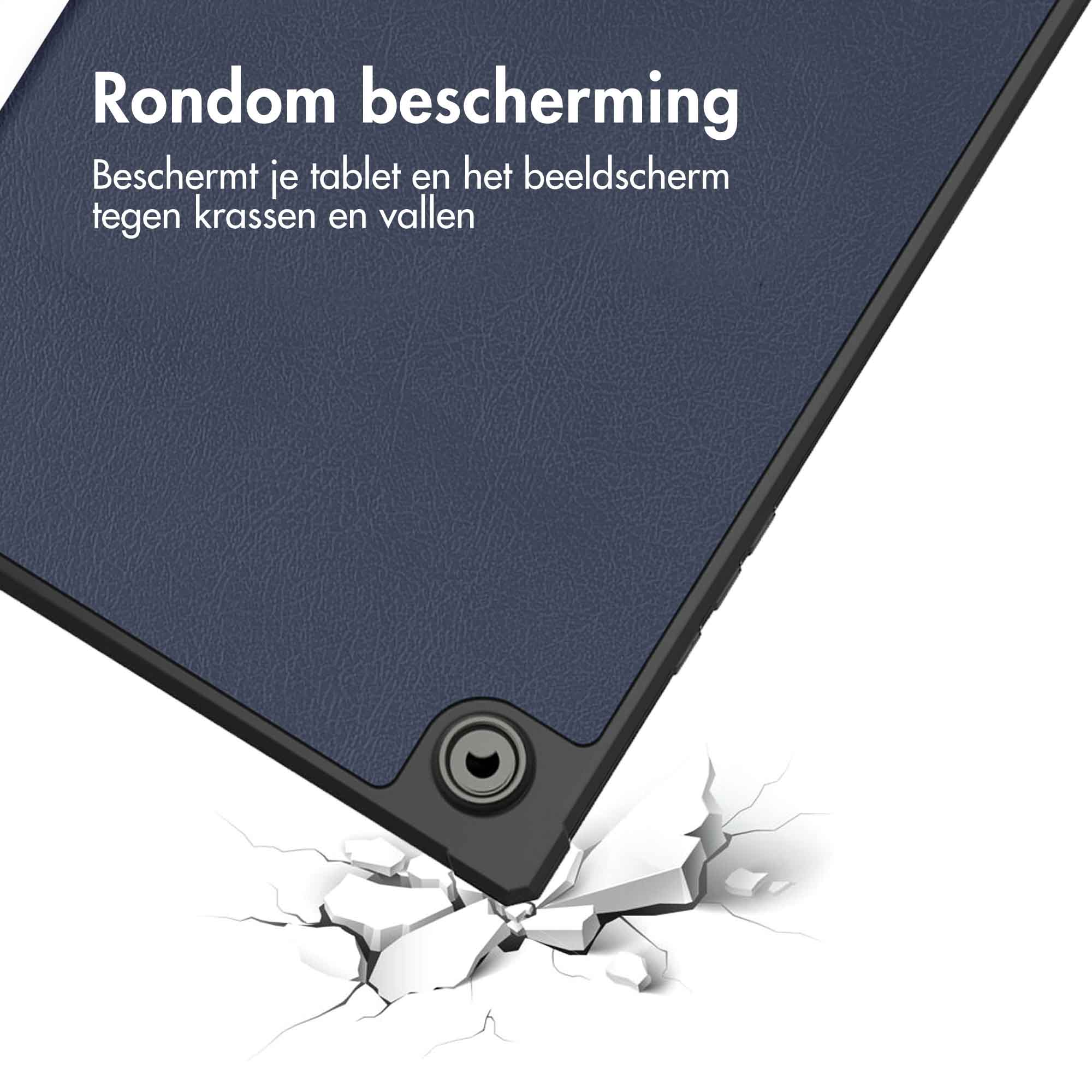 IMOSHION Trifold Bookcase geschikt voor Samsung Galaxy Tab A8 Tablet Hoes 10,4 inch Donkerblauw
