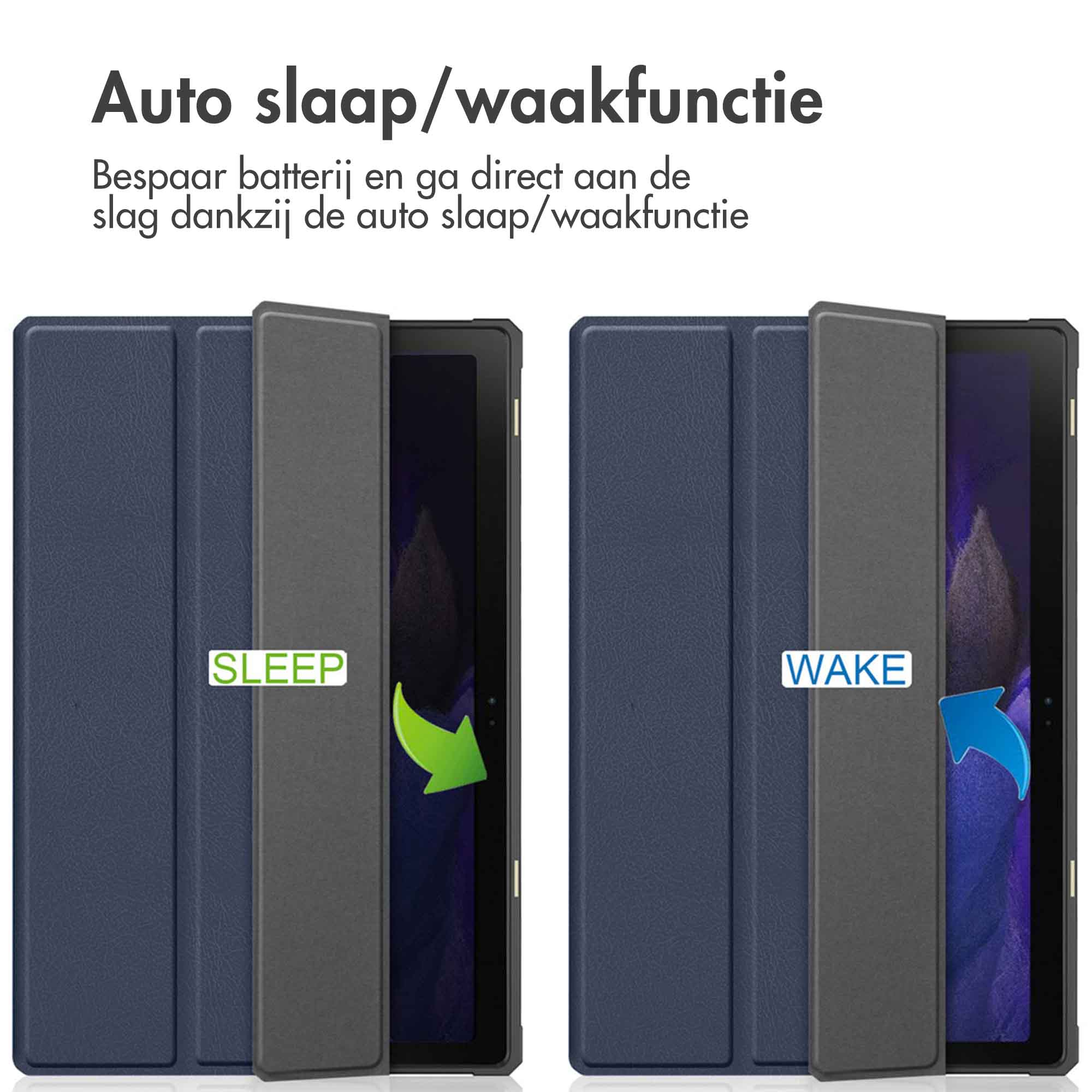 IMOSHION Trifold Bookcase geschikt voor Samsung Galaxy Tab A8 Tablet Hoes 10,4 inch Donkerblauw