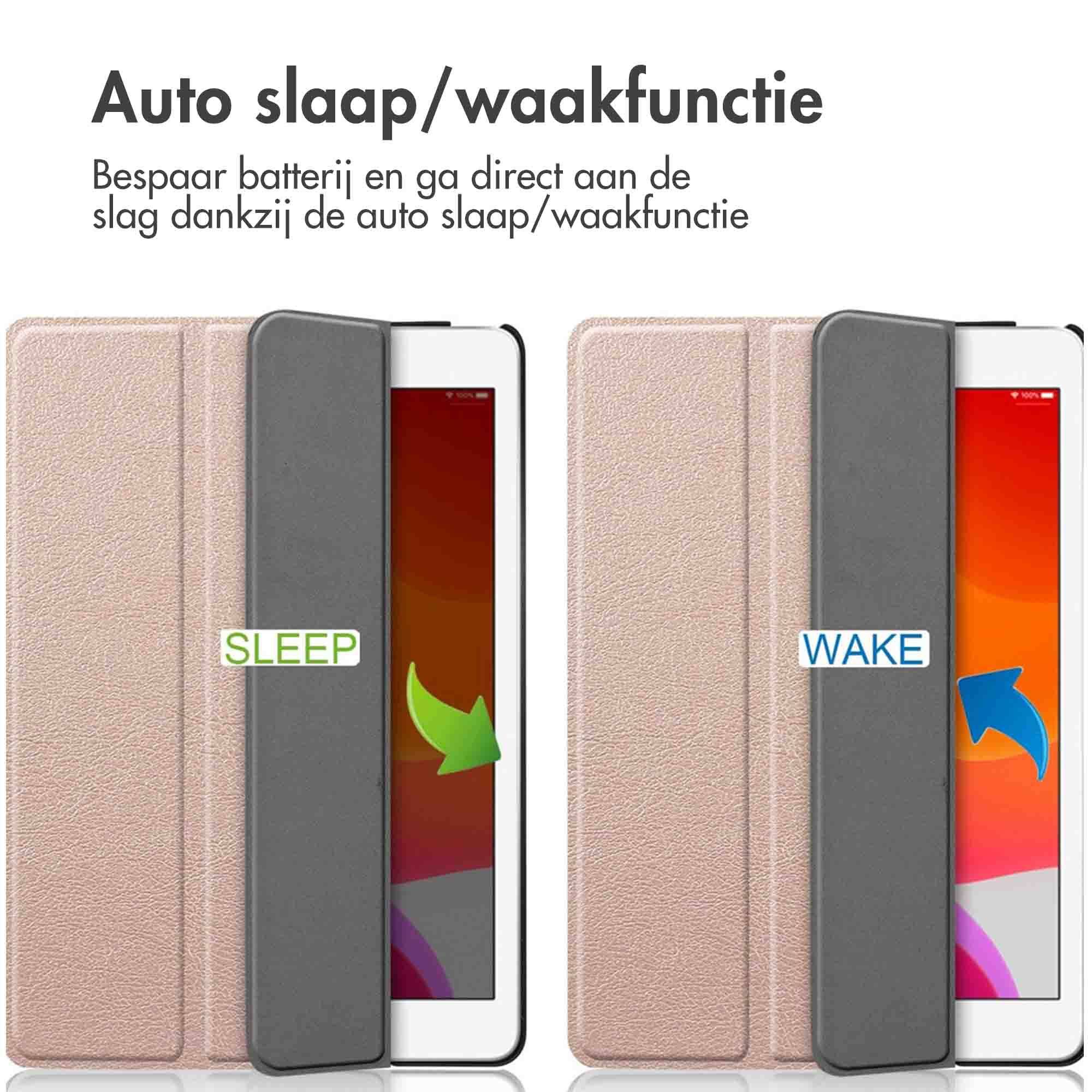 IMOSHION Trifold Bookcase geschikt voor iPad 9 / 7 / 8 - 10.2 inch Protective case 10.2 in Pink Gold