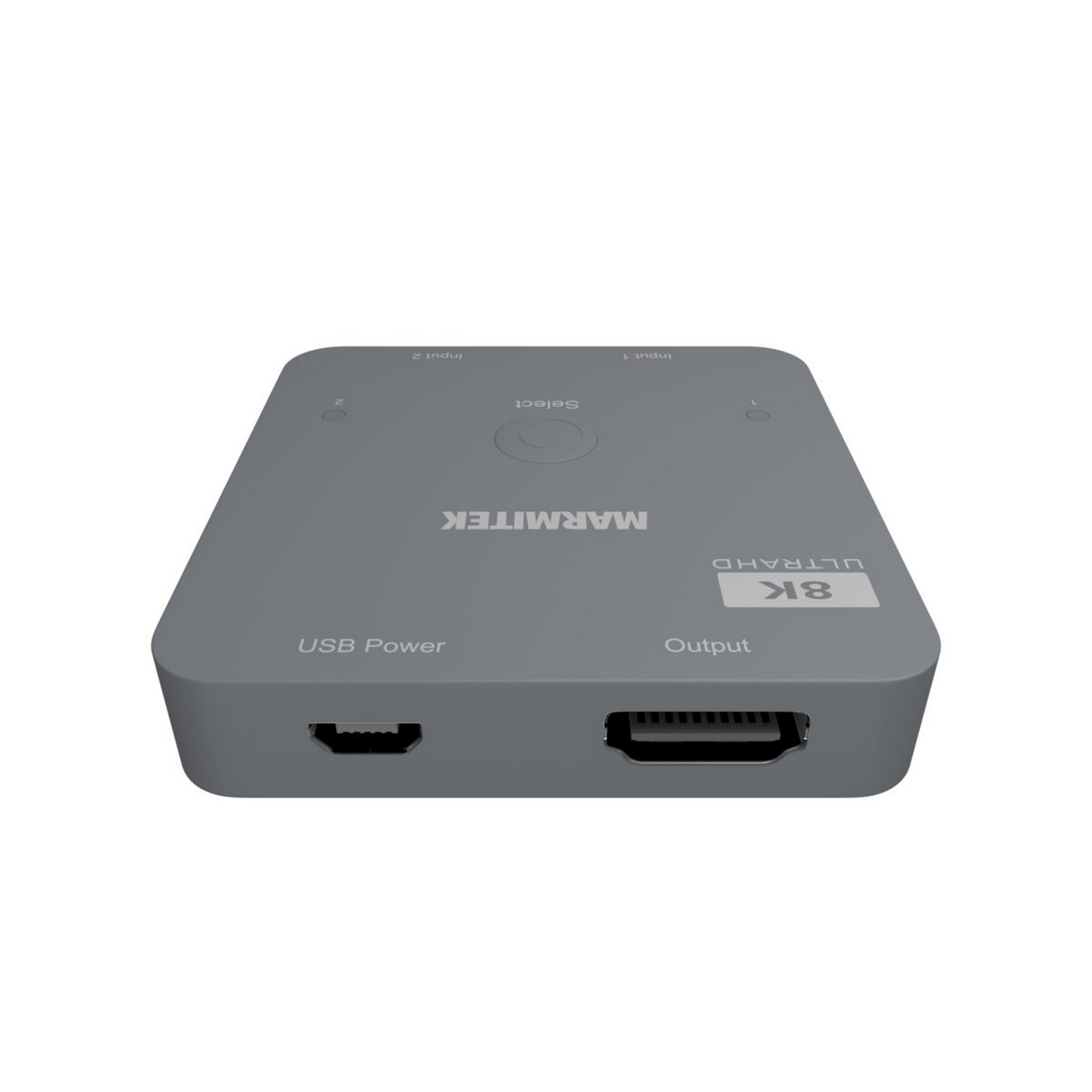 Switch HDMI grigio 8K Ultra HD con più porte di ingresso e uscita.