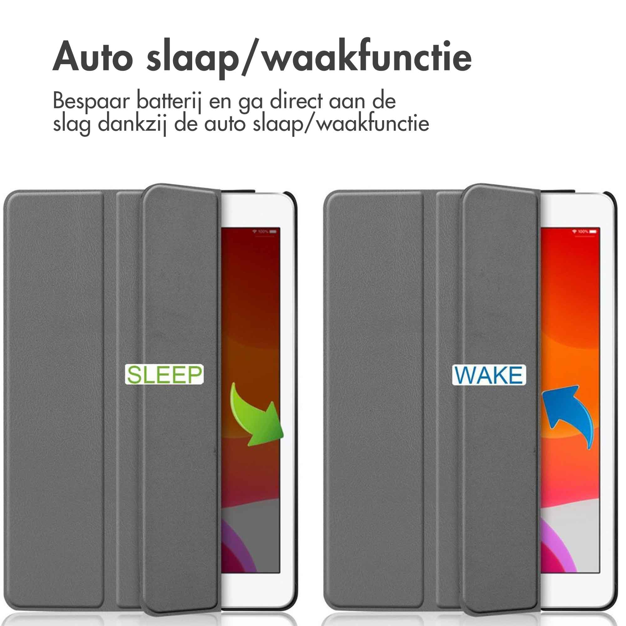IMOSHION Trifold Bookcase geschikt voor iPad 7 / 8 / 9 - 10.2 inch Protective case 10.2 in Grey