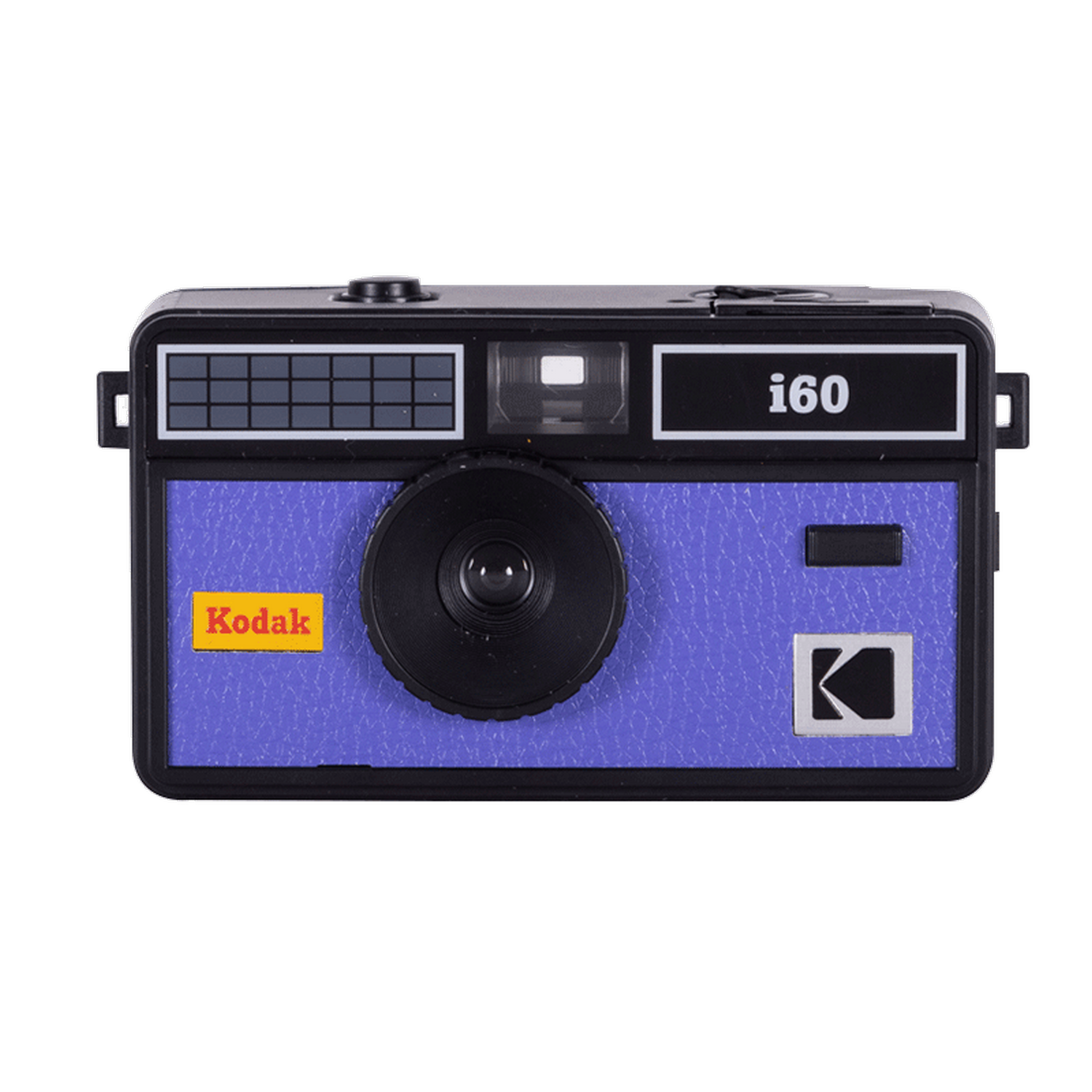 Una fotocamera Kodak i60 viola e nera con obiettivo nero.