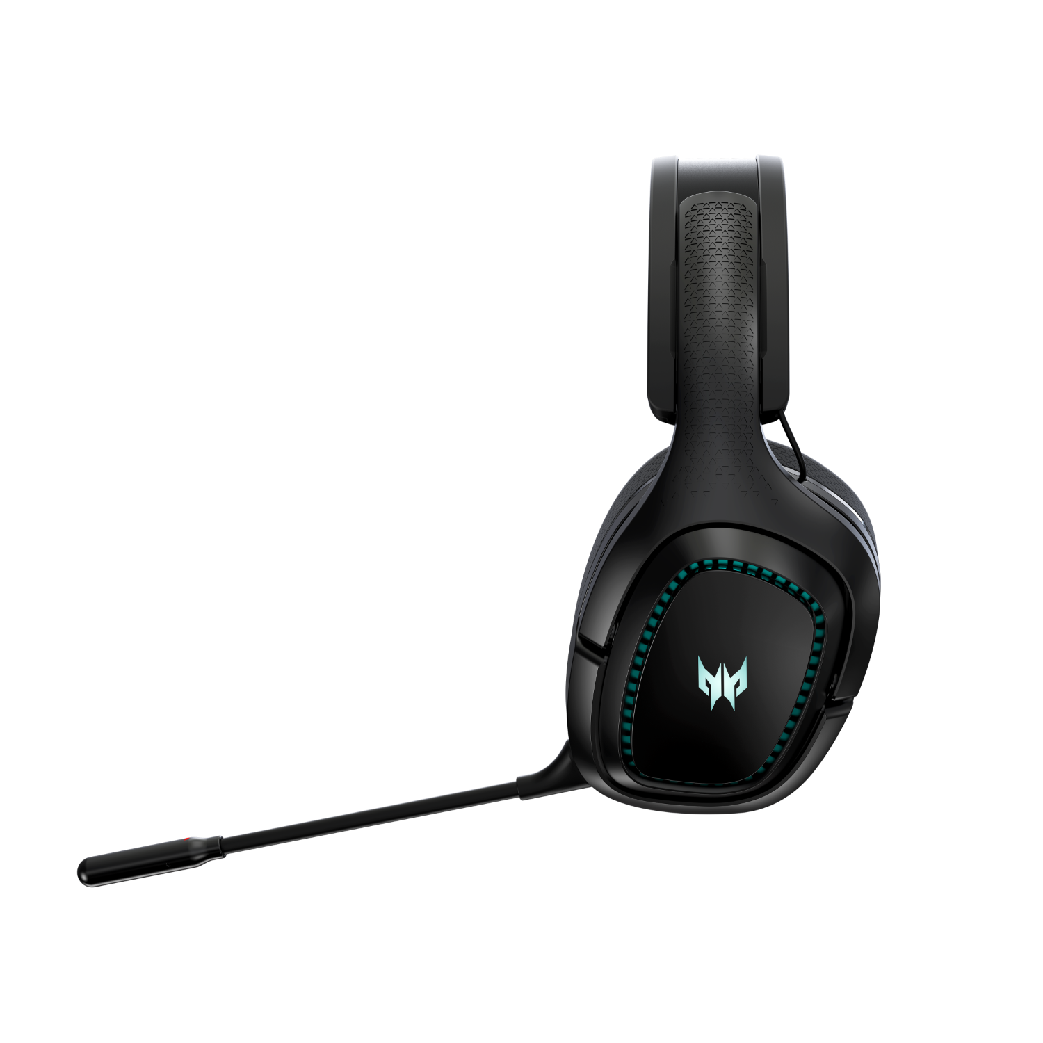 Czarny zestaw słuchawkowy dla graczy z mikrofonem. Zestaw słuchawkowy na czarnym tle.