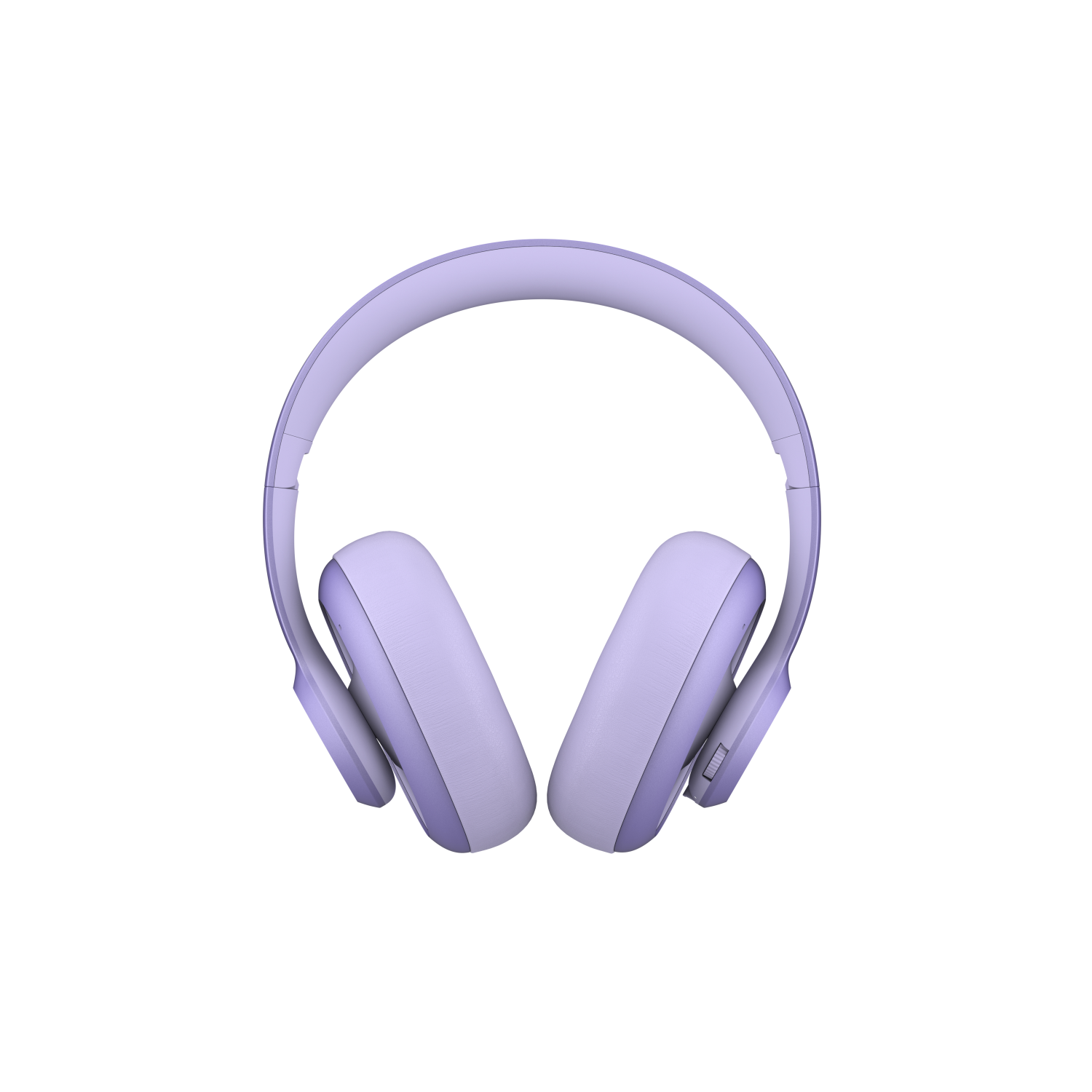 Hellviolette Over-Ear-Kopfhörer, zentriert auf schwarzem Hintergrund.