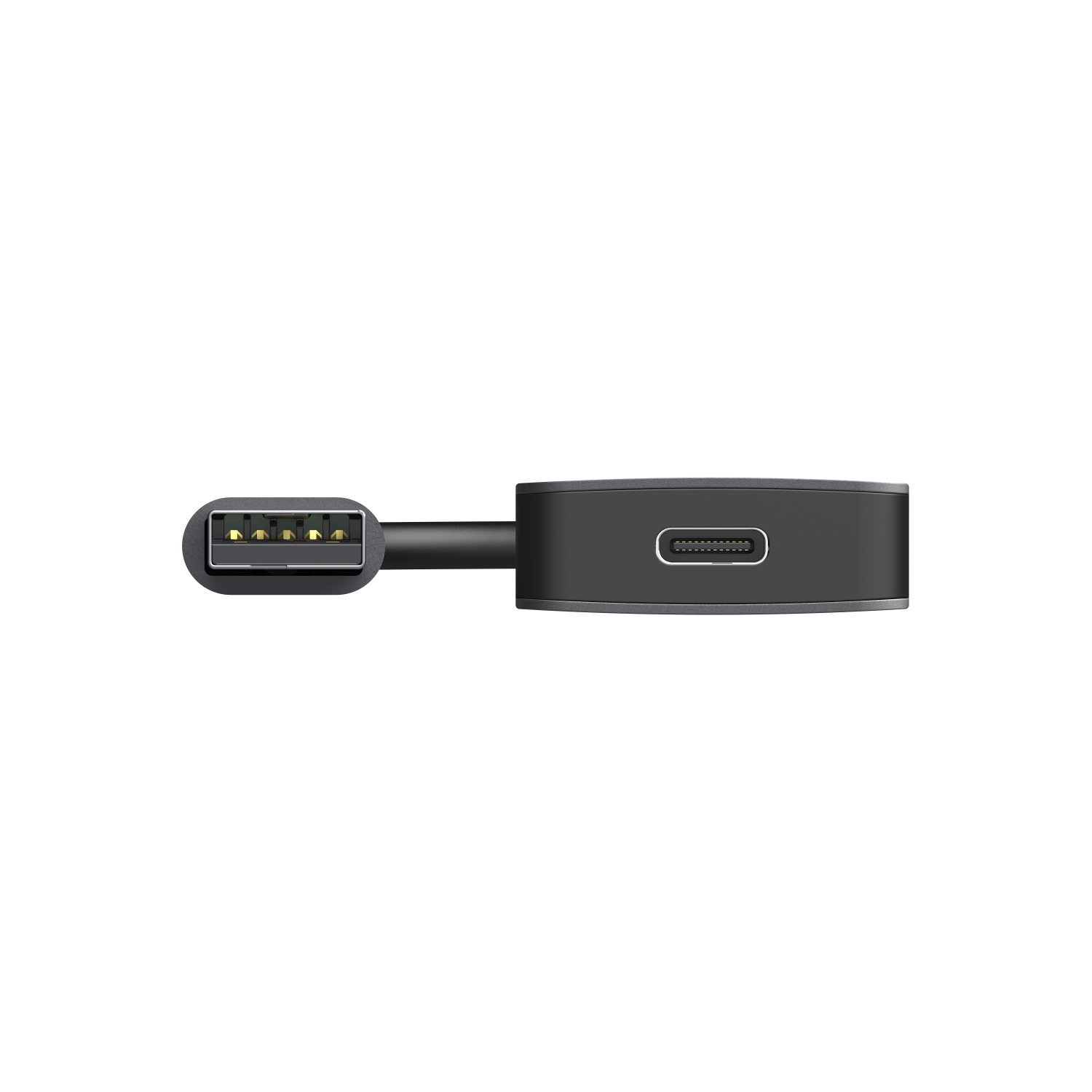 Black USB-C adapter. One side has a USB connector, the other a USB-C port.