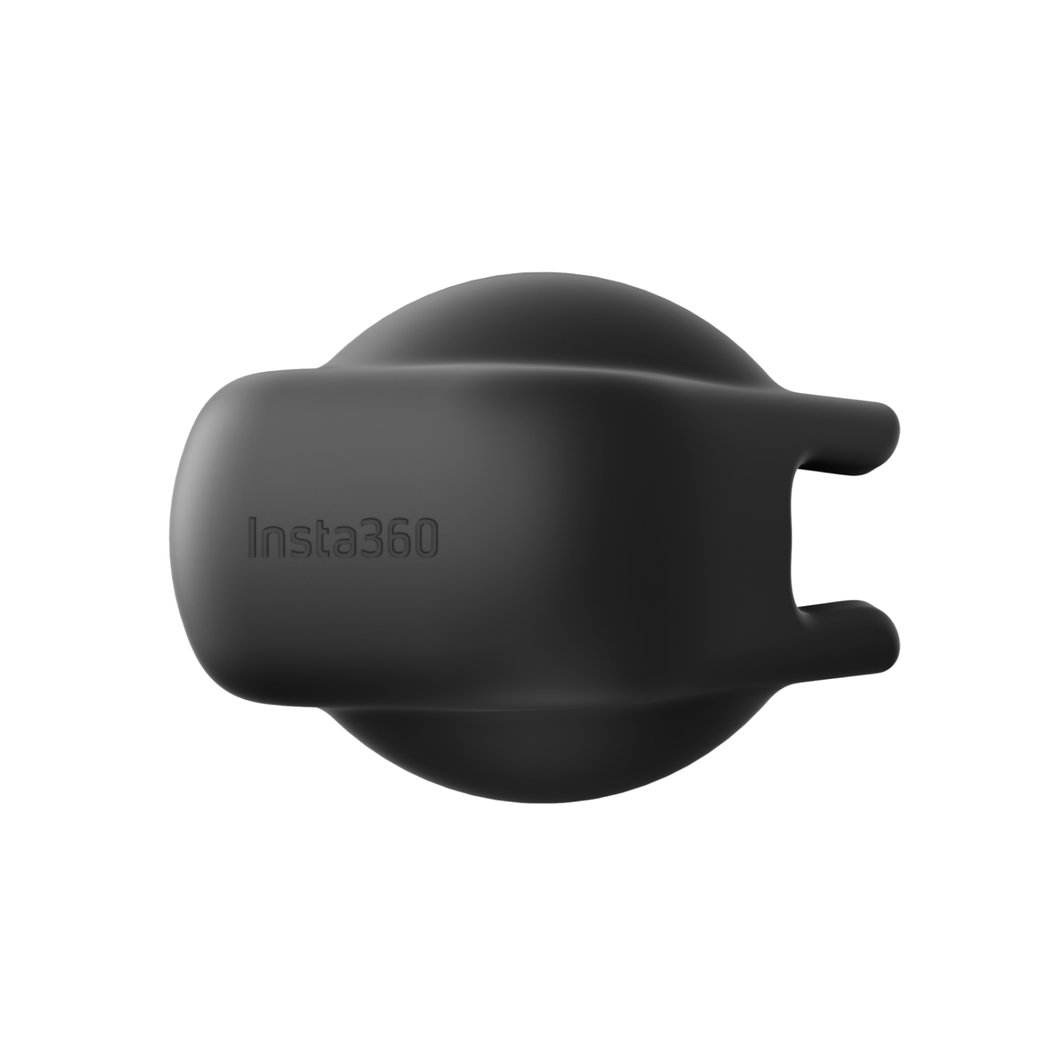 Czarna osłona kamery Insta360. Ma zaokrąglony kształt z nazwą marki.