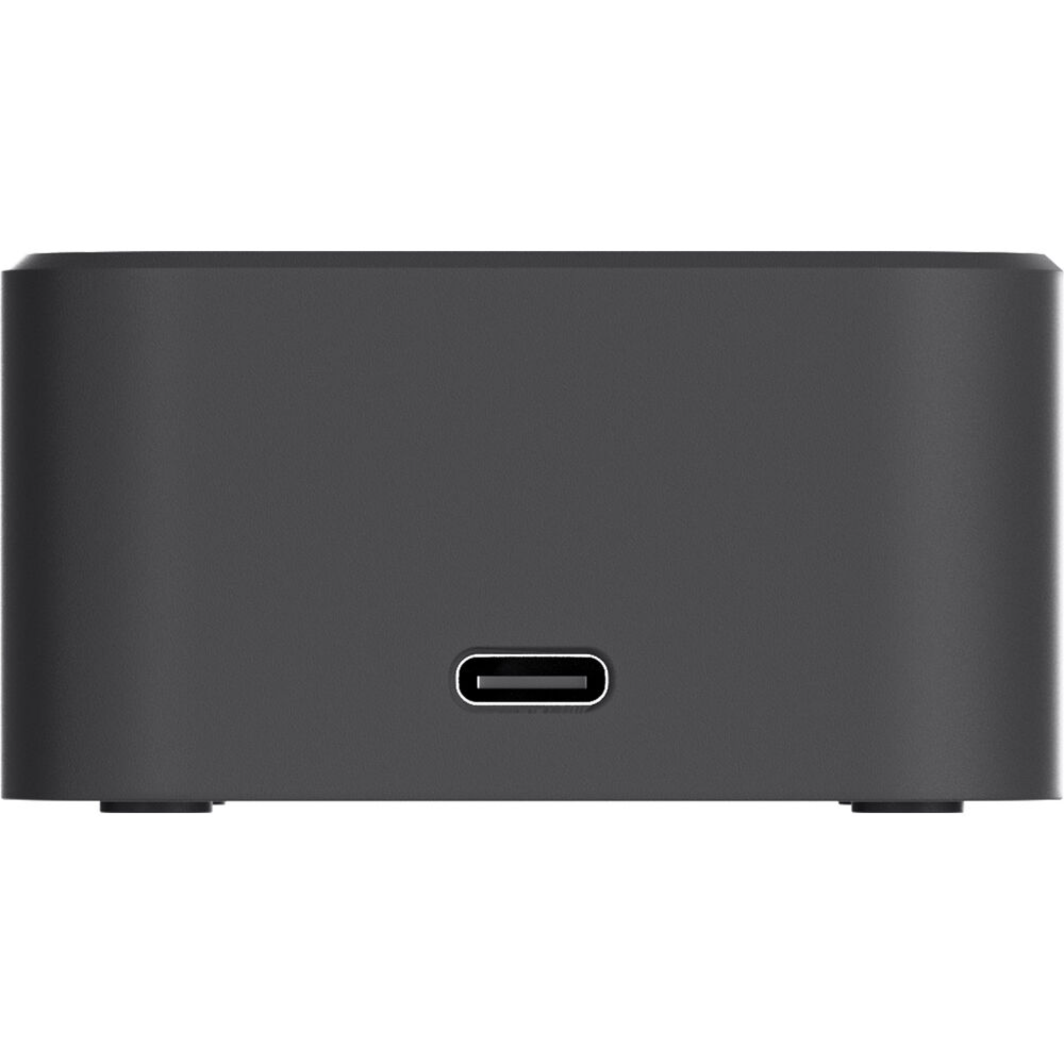 Dispositivo gris oscuro con puerto USB-C. Forma rectangular simple.