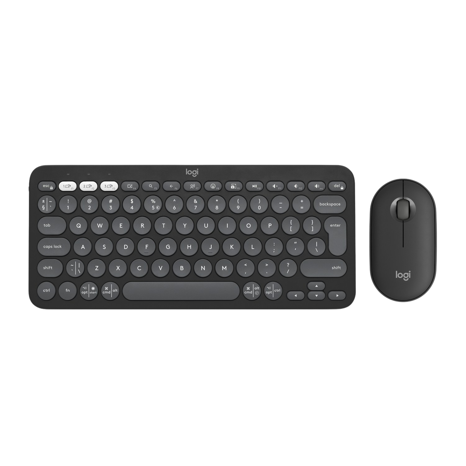 Czarny zestaw klawiatura i mysz na białym tle.