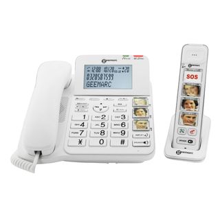 GEEMARC Amplidect Combi 295 telefoon met grote knoppen + DECT met 4 foto geheugentoetsen Seniorentelefoon