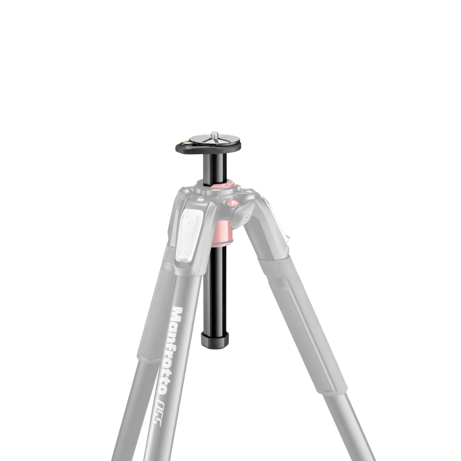 Czarny statyw z logo Manfrotto na czarnym tle.