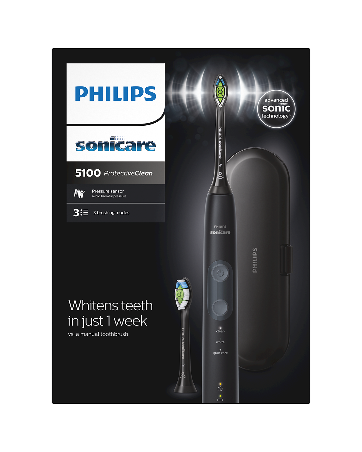 Un set spazzolino e scatola, con il testo "PHILIPS Sonicare" e una descrizione del prodotto.