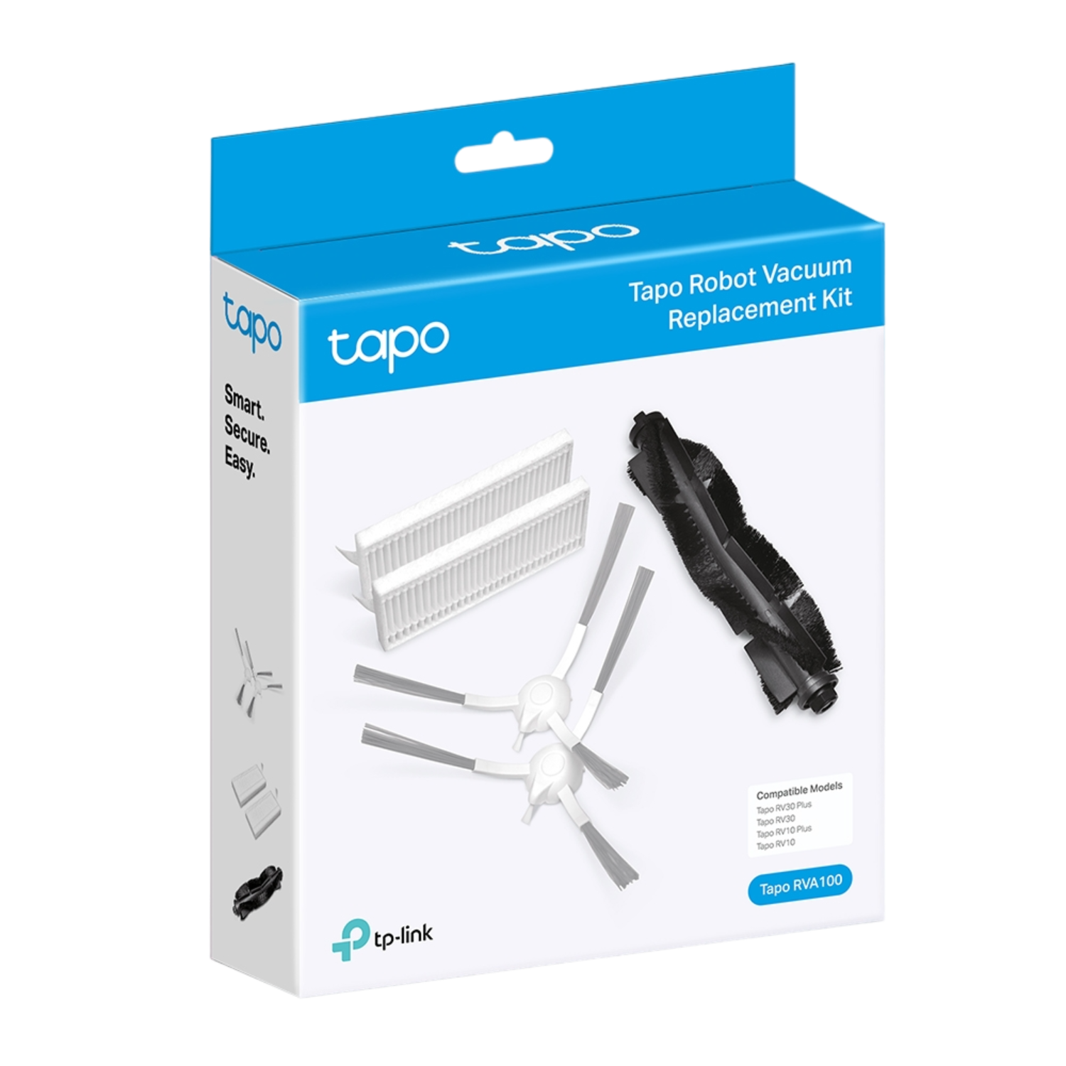 Pudełko z zestawem zamiennym do robota sprzątającego Tapo, z akcesoriami i logo tp-link.