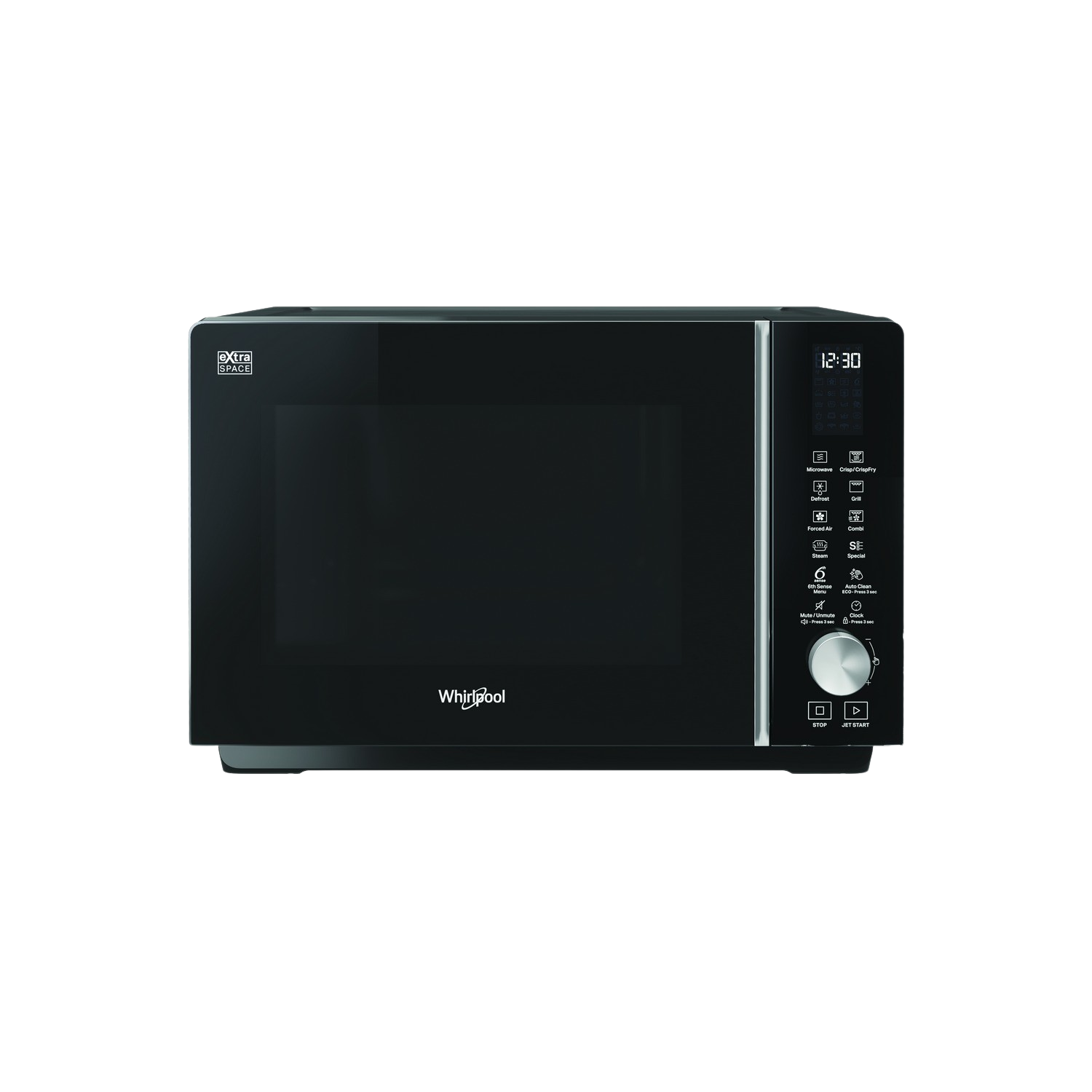 Zwarte magnetron met een digitaal display.