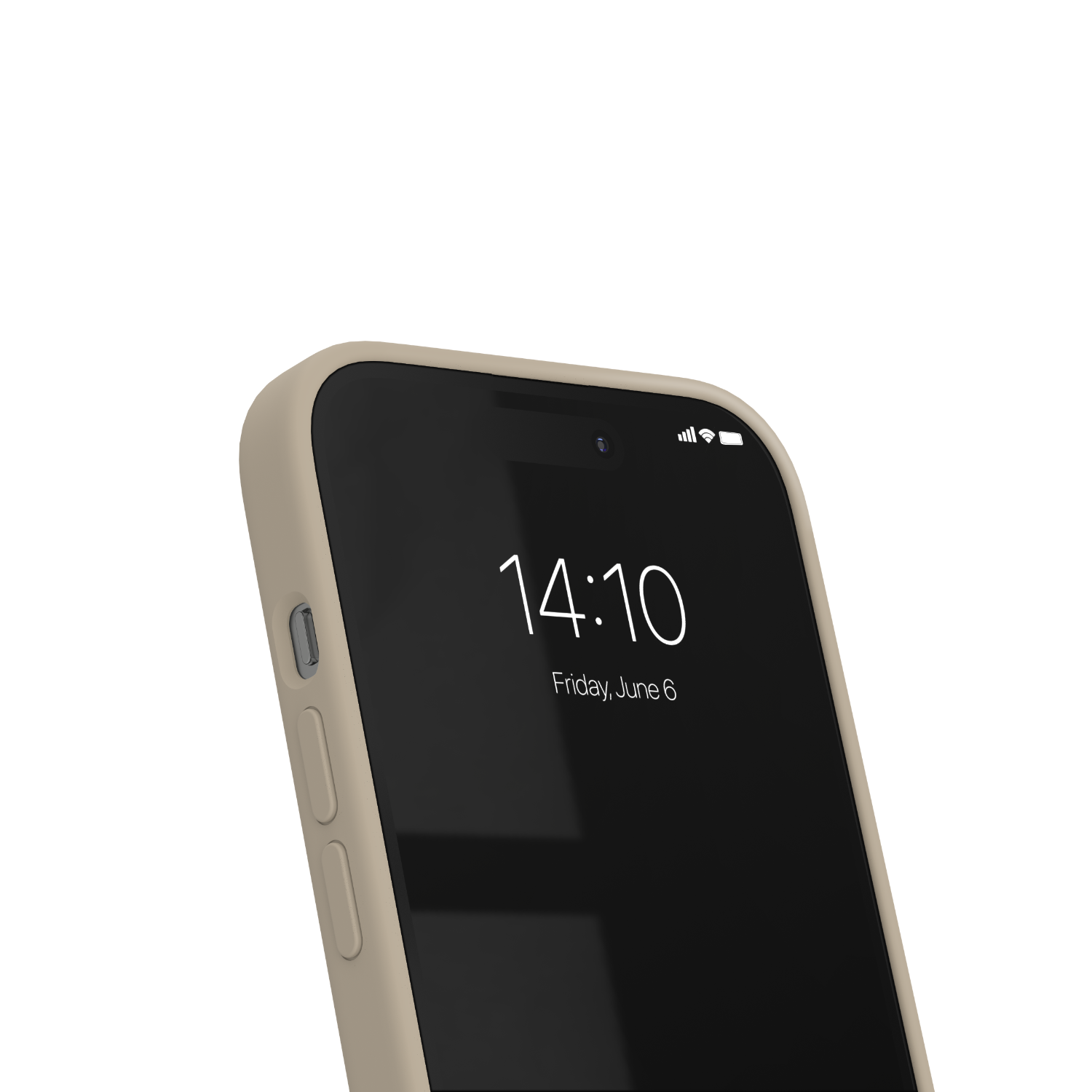 Zbliżenie telefonu wyświetlającego godzinę '14:10', piątek, 6 czerwca.