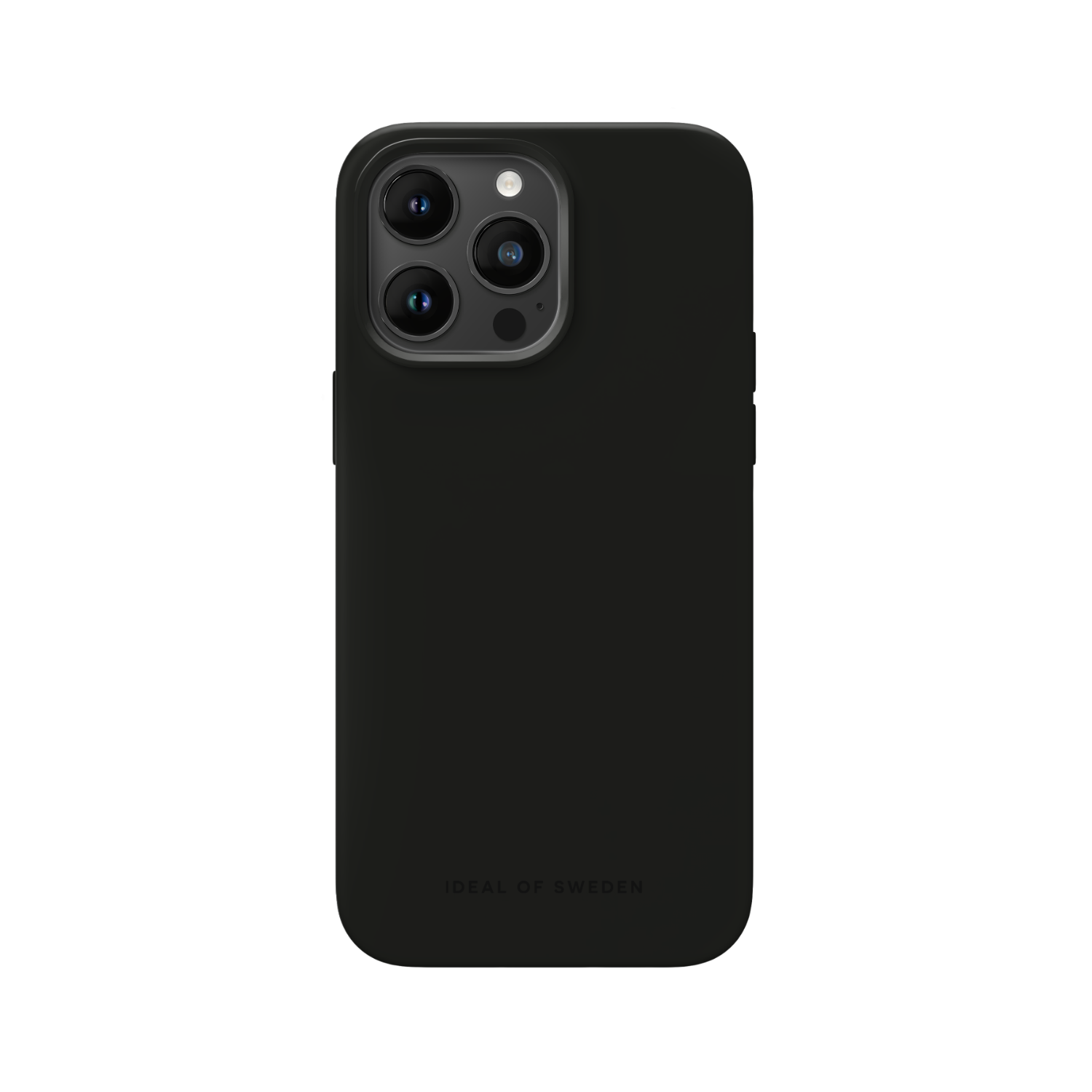Czarne etui na telefon z podwójnym aparatem i napisem "IDEAL OF SWEDEN" na czarnym tle.