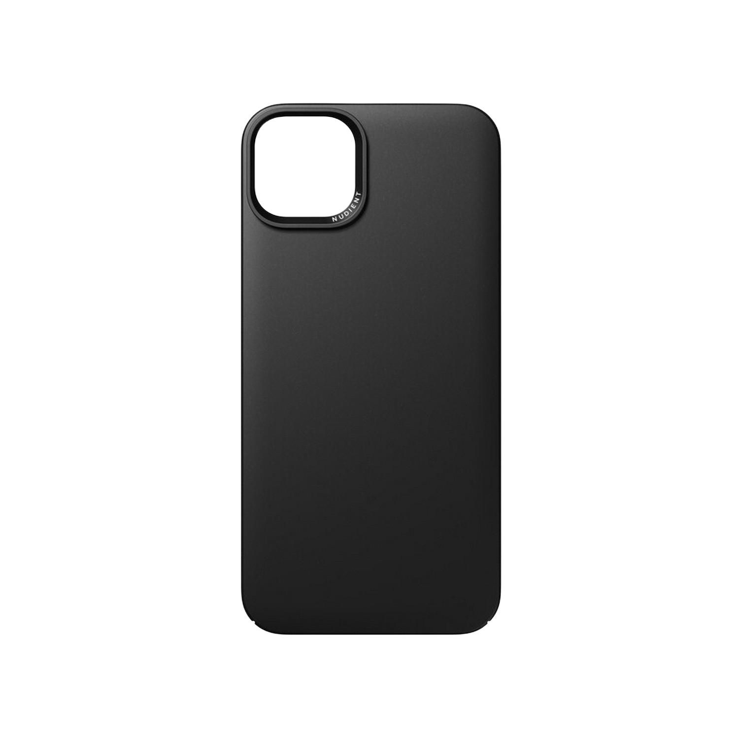 Black phone case, back view. The case has a camera cutout and is set against a black background.