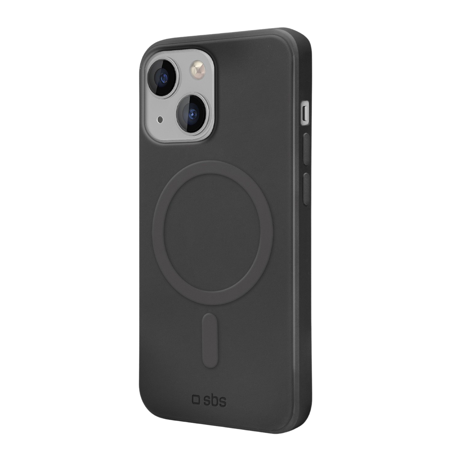 Czarne etui na telefon z okręgiem i linią. Czarne tło.