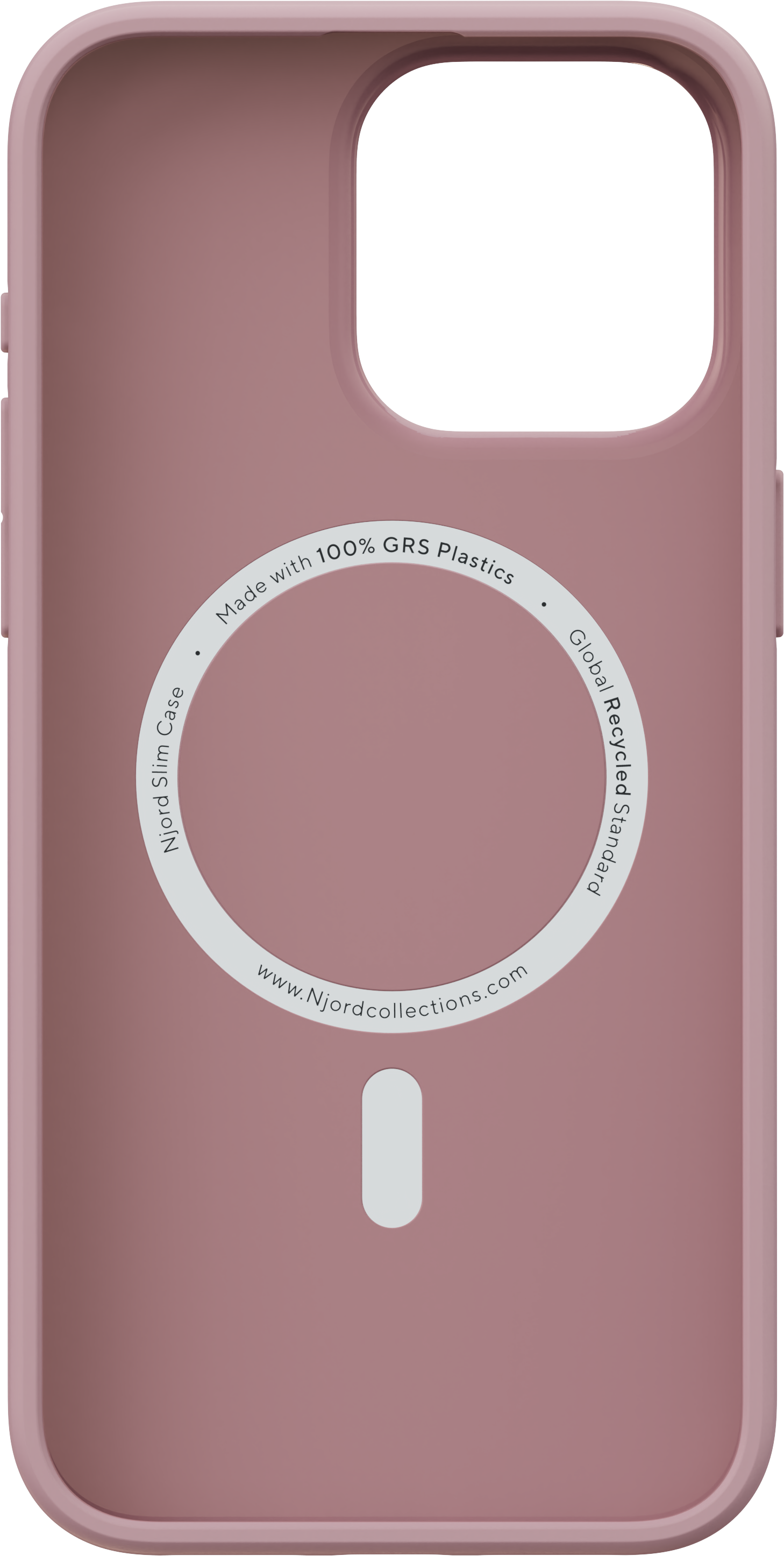 Custodia per telefono rosa antico con cerchio bianco e ritaglio.