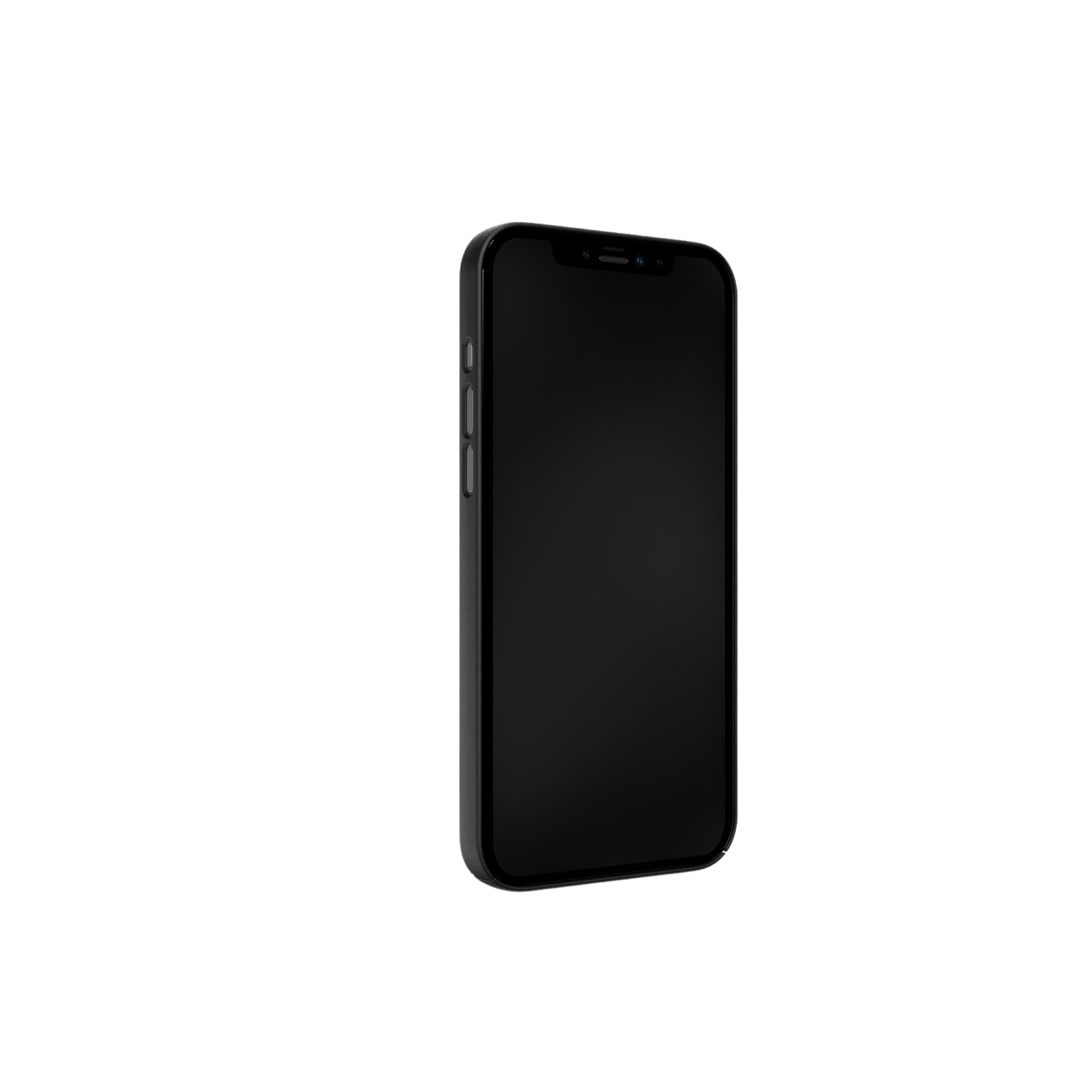 Téléphone dans un étui noir, fond noir.