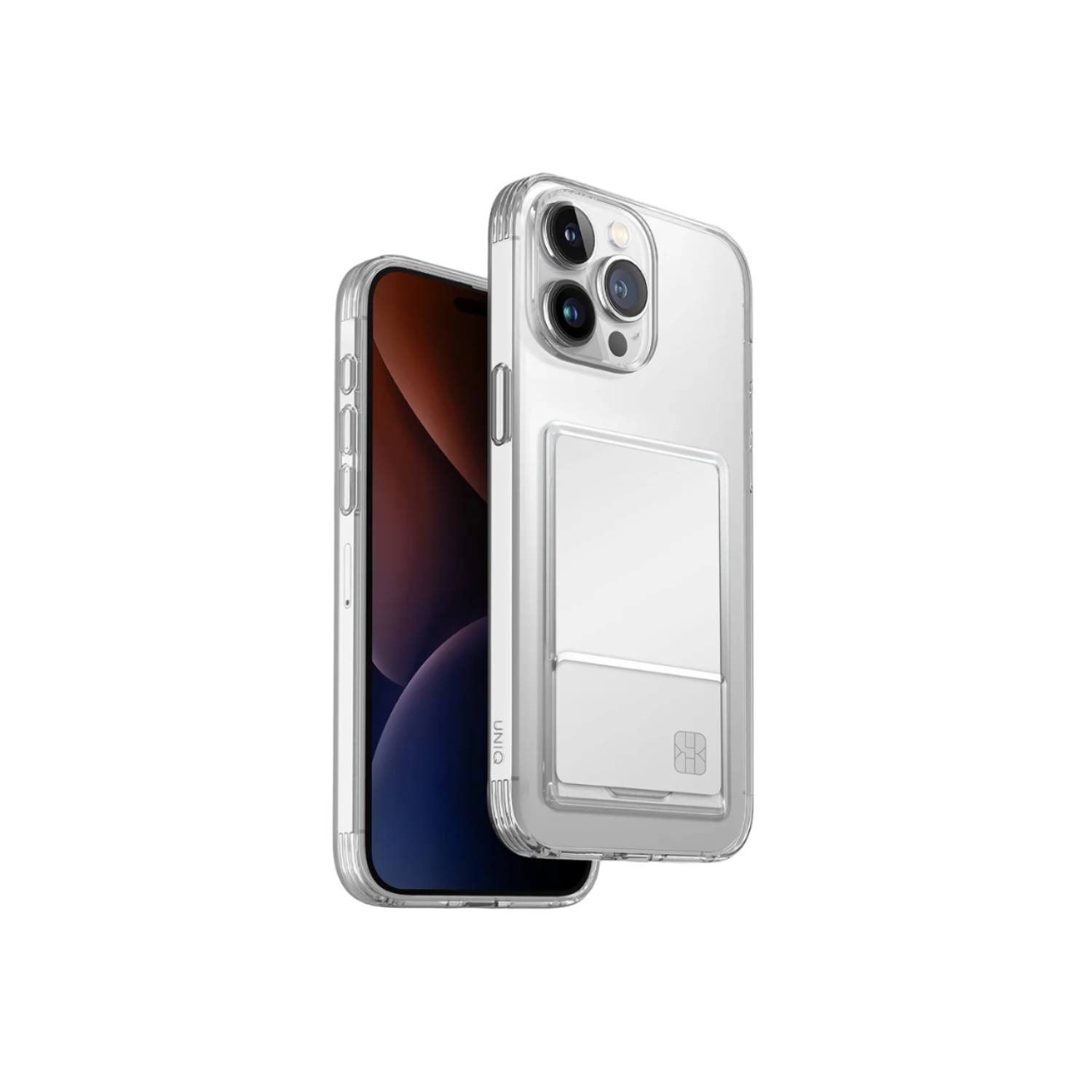 UNIQ iPhone 15 Pro Max Uyumlu Air Fender Kartvizitli Kapak Telefon Kılıfı Şeffaf