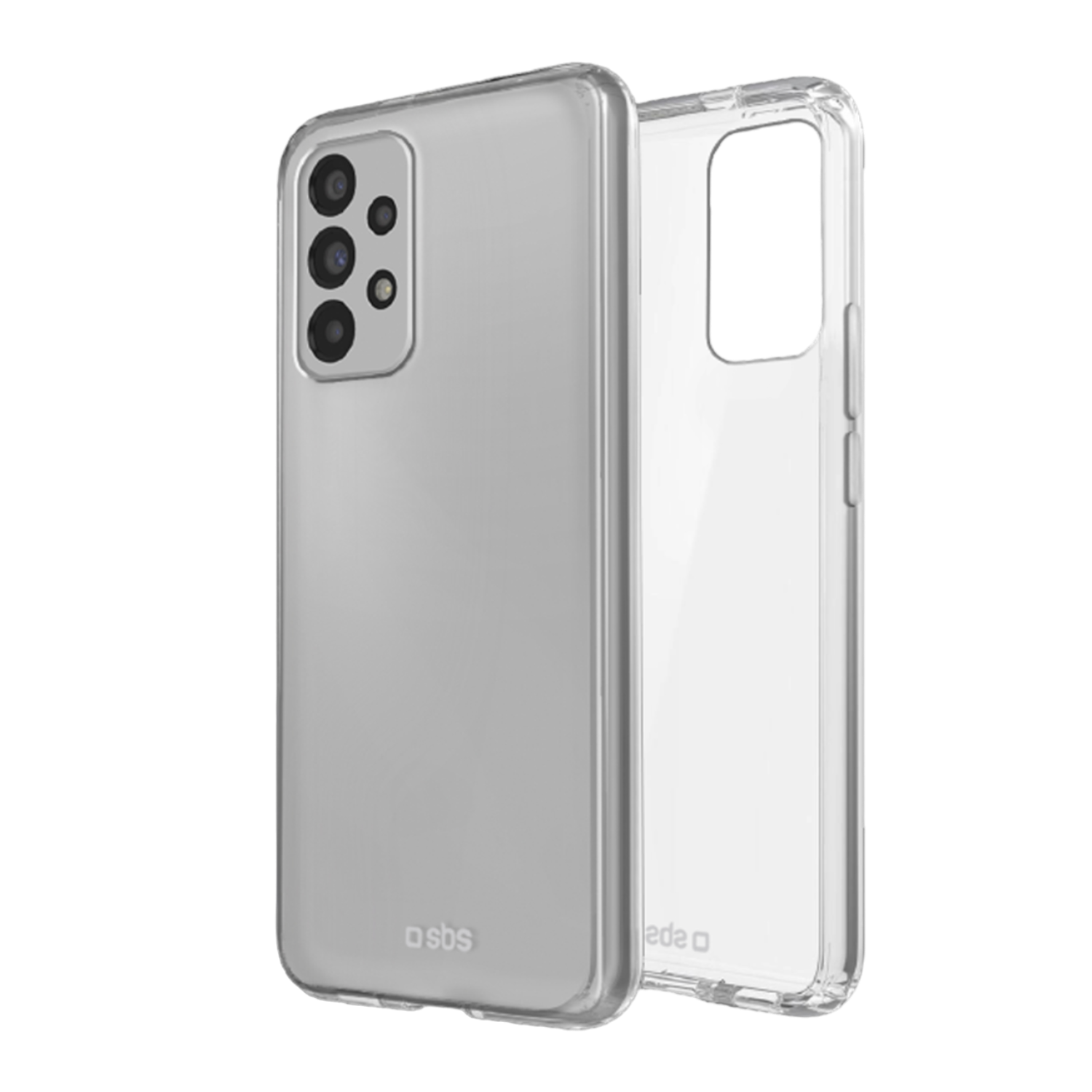 Przezroczyste etui na telefon z telefonem w środku. Etui jest przezroczyste.